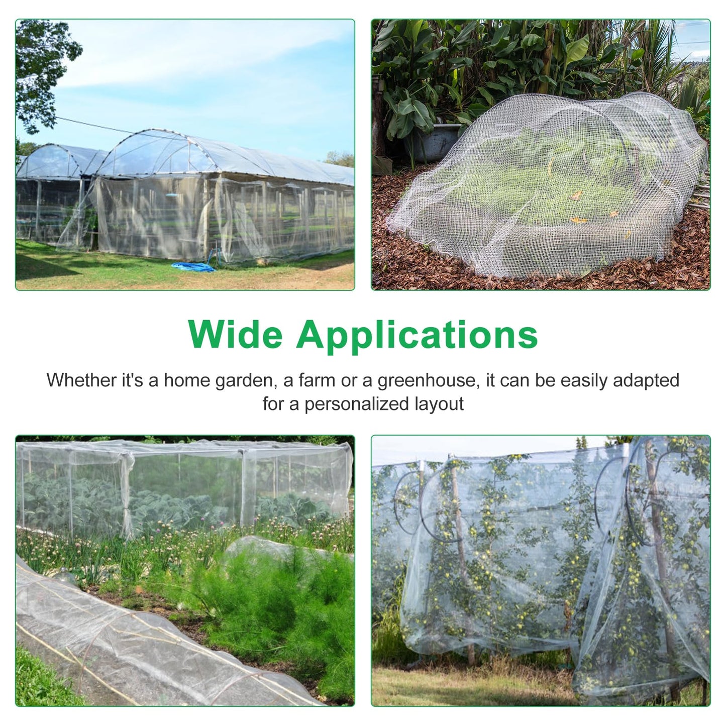 Fippy 10 X 33FT Garden Mesh Insect Netting Pest Barrier, Garden Bug Netting Plant Mesh for Raised Beds Blueberry Bushes, Figs, Plants, Vegetables Protection