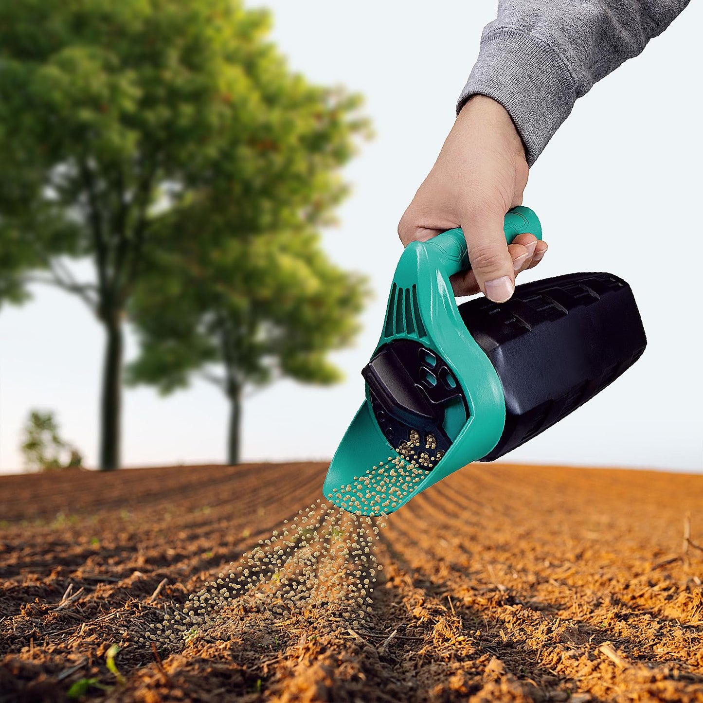 FLORA GUARD Hand Seed Spreader for Lawn, Adjustable Handheld Grass Seed & Fertilizer Spreader, Multipurpose Shaker for Salt, Ice Melt & Garden Seeding, Lightweight (30 oz)