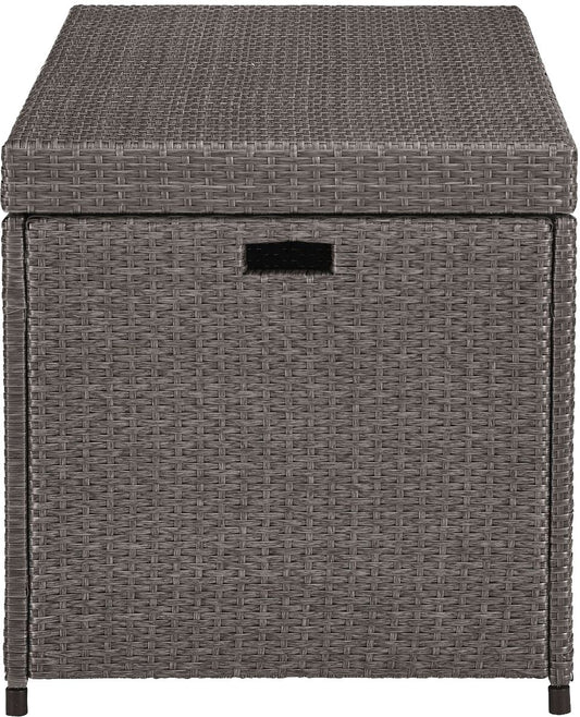 Crosley Furniture Palm Harbor Wicker Outdoor Storage Box for Patio Furniture Cushions and Pool Floats, Gray