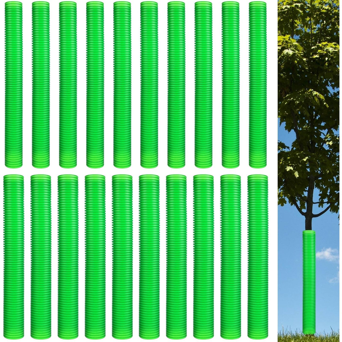 Menkxi 20 Pcs Corrugated Tree Guards Tubes Plastic Saplings Tree Trunk Protectors Wraps to Protect Bark from Deer, Sapling from Rodents, Mowers, Animals(15.7 x 2, 15.7 x 1.5)