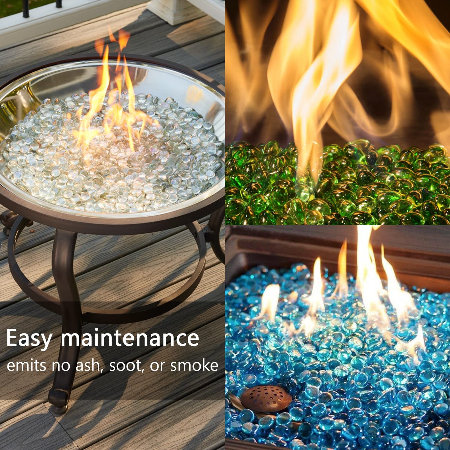 Ausluru 5LB Fire Glass Beads Flat Glass Marbles for Outdoor Fire Pit and Fireplace, Glass Gemstones for Vase Filler, Aquariums, Hydroponics Plants, Home Decor and Christmas DIY Craft, Cobalt
