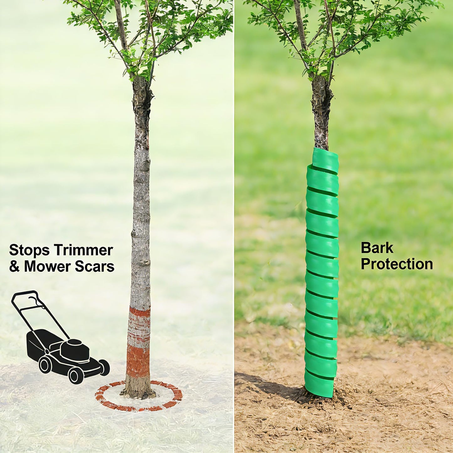 tiaotyu Spiral Tree Trunk Protector, 8-Pack (4×1.6” + 4×2”), 15.7” Tall Plastic Tree Guard Wrap for Saplings, Protects Bark from Rabbits Deer Rodents, Weed Trimmer & Lawn Mower Shield