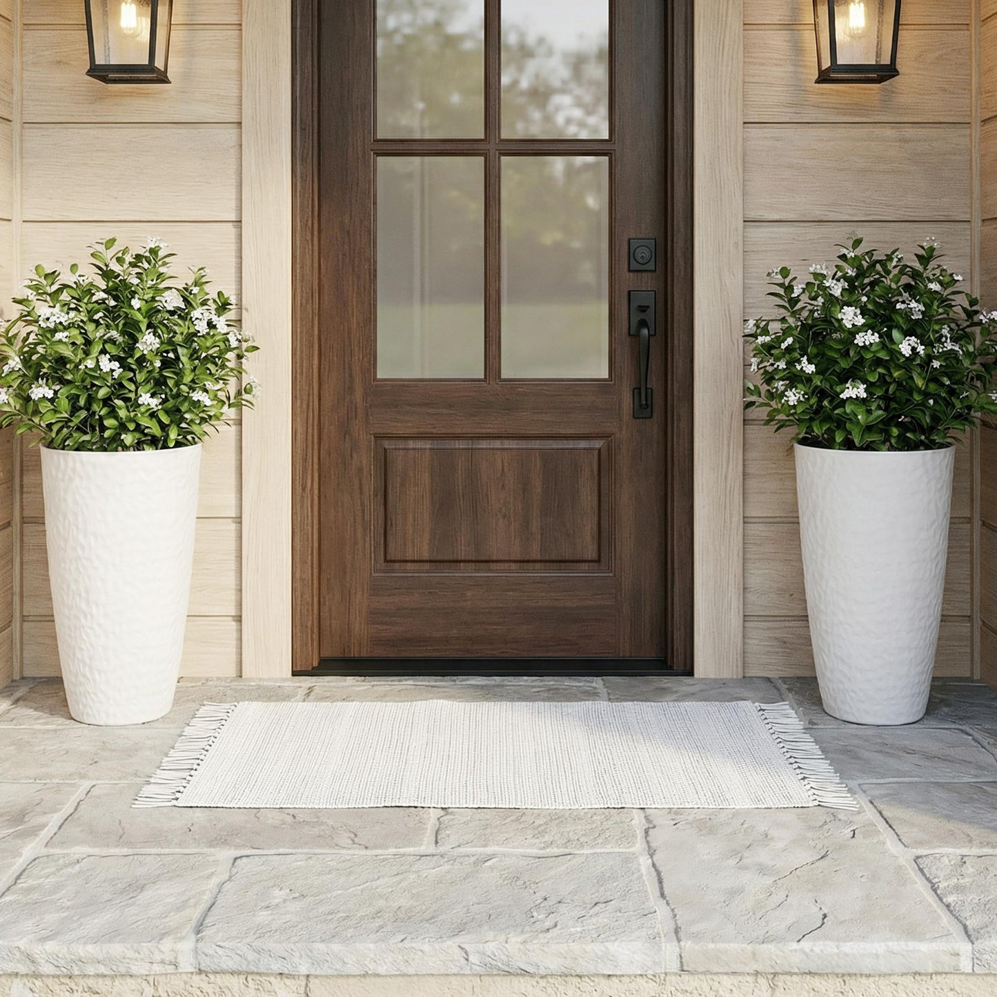 Casaphoria 2-Pack 22" Tall Planters for Outdoor Plants, 12" Large Plastic Flower Pots with Drainage, Lightweight Antique Shape Planters for Front Porch, Patio, Deck (White)