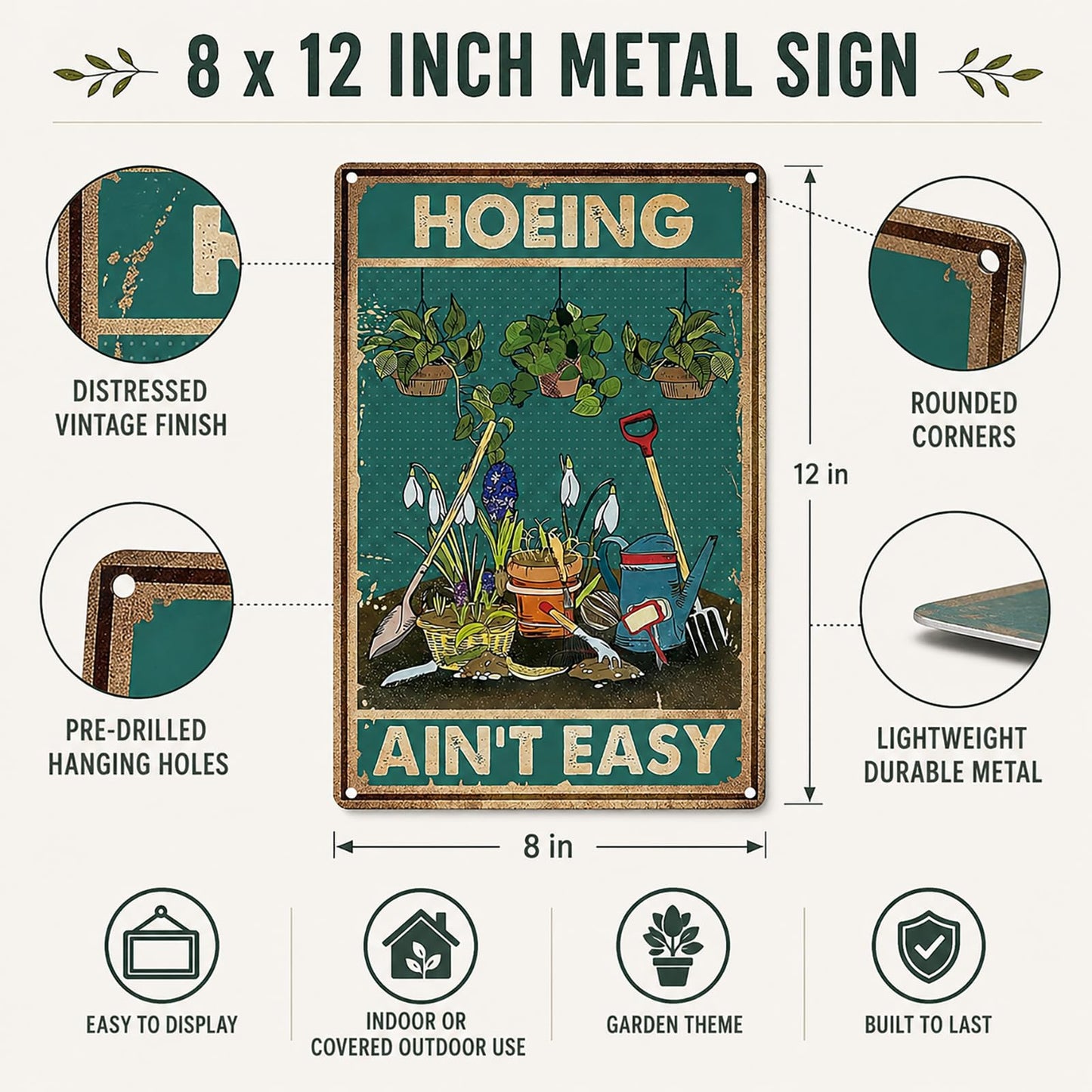 Artlunar Funny Garden Sign Outside Decor - Humorous Gardening Gift for Women Enthusiasts, 12" x 8" (980)