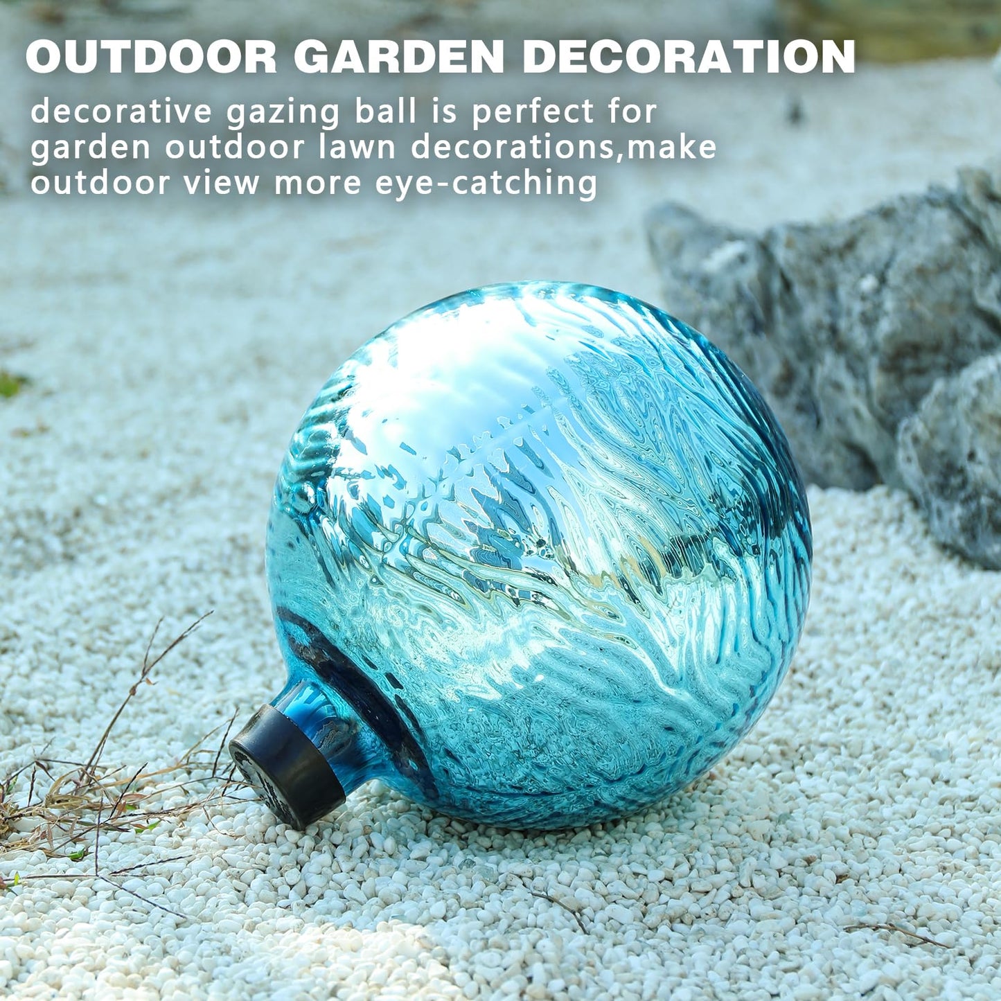 VCUTEKA Gazing Ball, Glass Mirror Polished Hollow Ball Reflective Garden Sphere, Gazing Globe for Home Garden Lawn Outdoor Ornament Yard Decorative 10-Inch