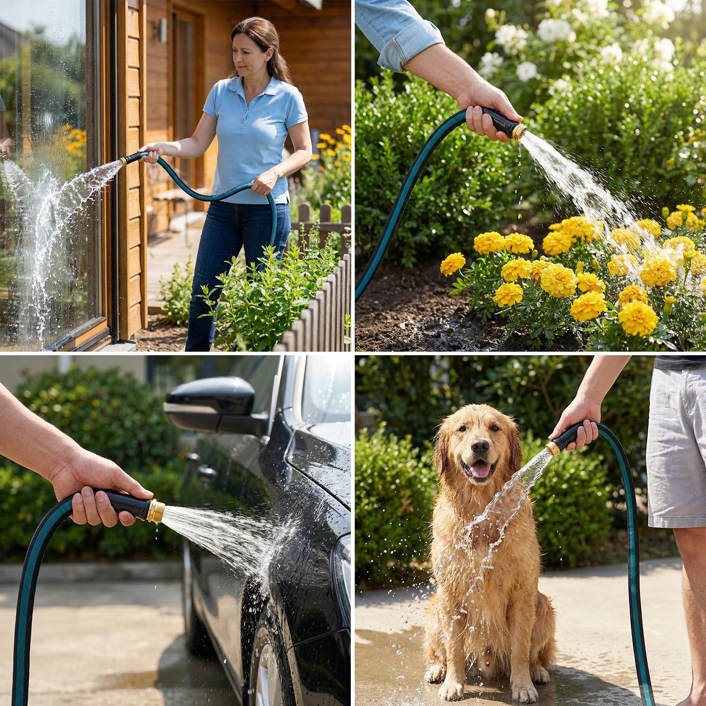 50FT Lightweight Garden Hose – Kink-Resistant, Flexible, High-Pressure Hose for Outdoor Watering, Lawn Care, Garden, and Car Cleaning