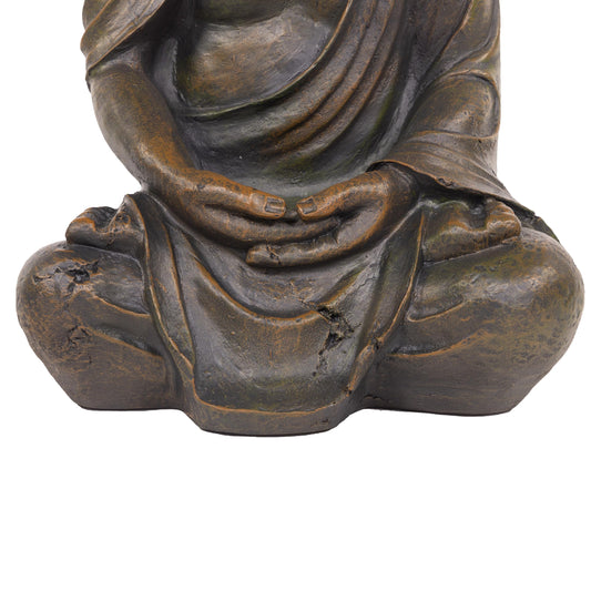 Alpine Corporation 15" Tall Indoor/Outdoor Meditating Buddha Statue, Tabletop Garden Decor, Bronze