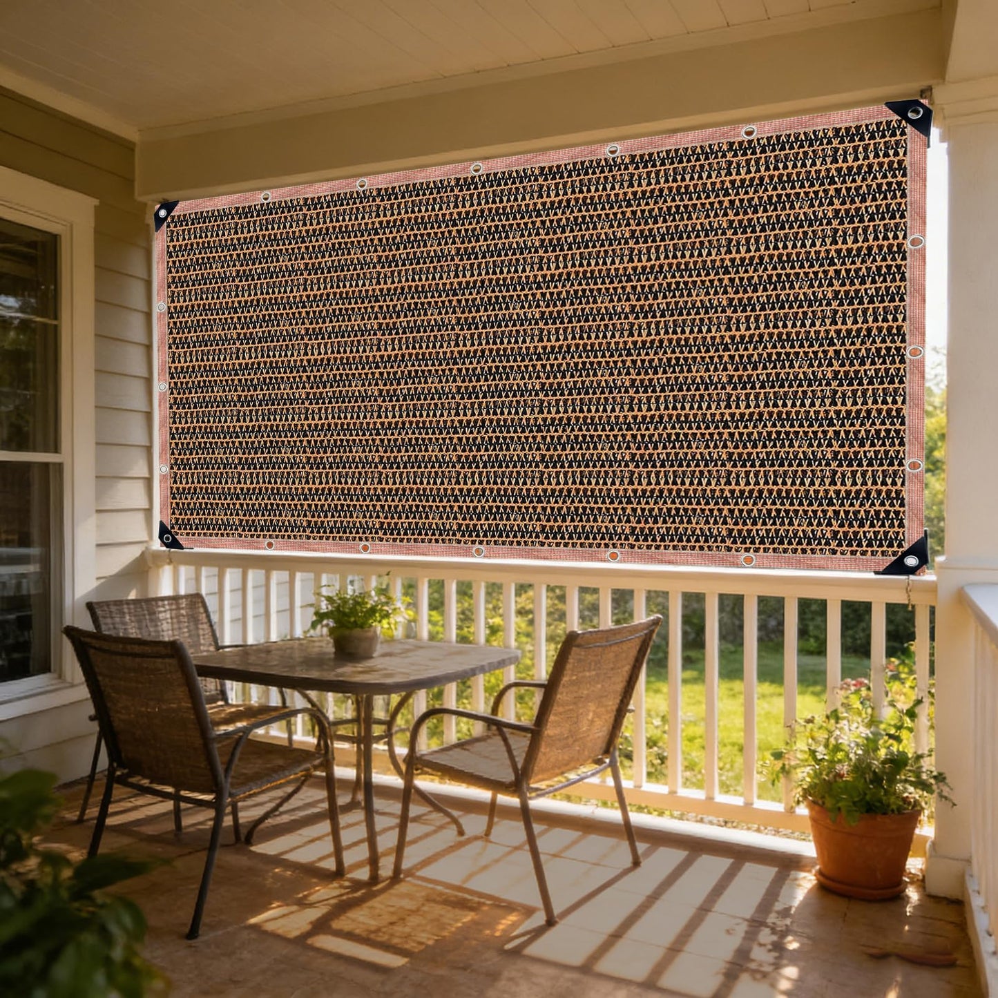 LCYFBE 90% Shade Cloth Sun Shade Fabric Privacy Screen Shade Cover for Patio Garden Pergola Shade Cover Canopy with Gromments, 6 x 8 FT, Mocha
