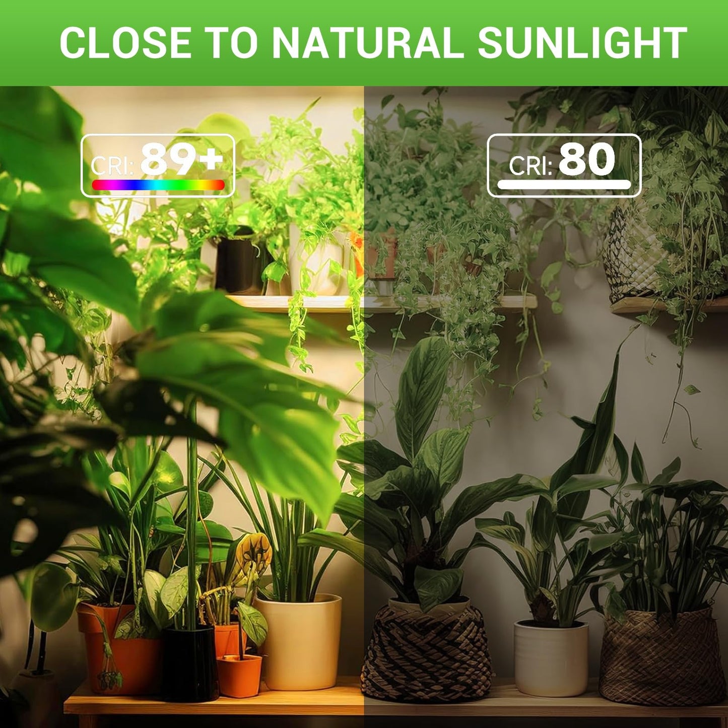 RDJ Bouns Grow Light Bulbs for Indoor Plants, 80W Large Full Spectrum 12791LM High PPFD, E26 Base Foldable Fast-Heat-Cnducting Aluminum Panel for Outdoor Greenhouse Waterproof Plant Light