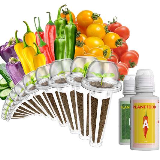 LYKOCLEAN 12 Pods Cherry Tomato Seed Pod Kit for AeroGarden, idoo, Ahopegarden Hydroponic Growing System Indoor Include Red Chili/Purple Bell/Green/Yellow Pepper, Golden/Red Cherry Tomato, 400+ Seeds