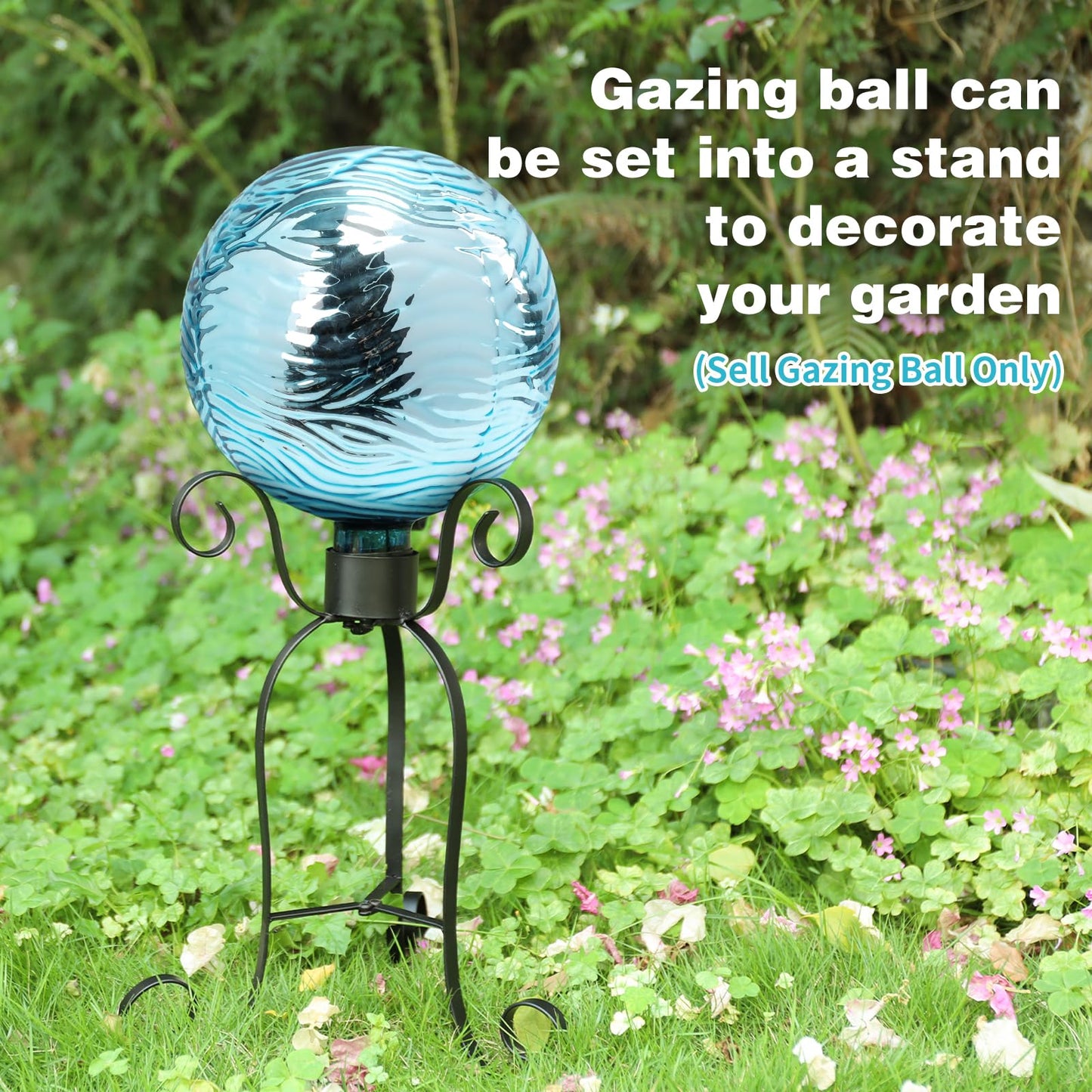 VCUTEKA Gazing Ball, Glass Mirror Polished Hollow Ball Reflective Garden Sphere, Gazing Globe for Home Garden Lawn Outdoor Ornament Yard Decorative 10-Inch