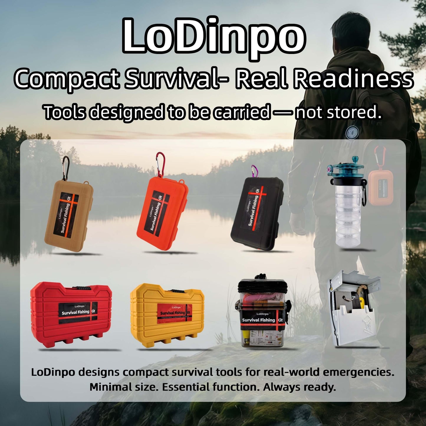 LoDinpo Pocket All-in-One Fishing Rod Small Pen Fishing Pole for Camping Bushcraft Survival Compact Emergency SurvivalFishingRodKit Fishing Gear Gifts for Starter Fisherman Survivalist Hiker Camper