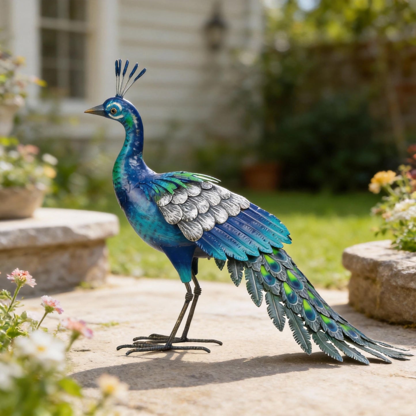 chisheen Metal Peacock Statue Garden Decor Yard Art Sculpture Outdoor Decoration for Lawn,Patio,Backyard,Housewarming Birthday Gifts for Women,Mom,Grandma
