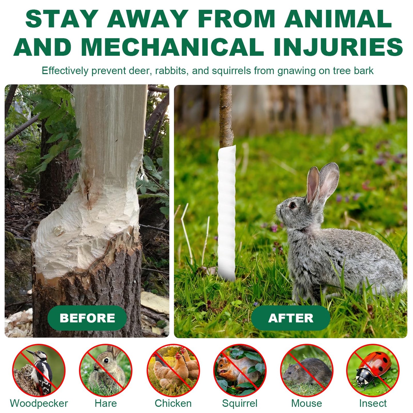 SDLDEER 4PCS Tree Trunk Protector Guard, 2 Size Plastic Spiral Tree Bark Protector Tree Wraps to Protect Bark, Tree Tubes Protect Saplings Plants from Deer, Rabbit, Cats, Rodents, Mowers, Trimmers