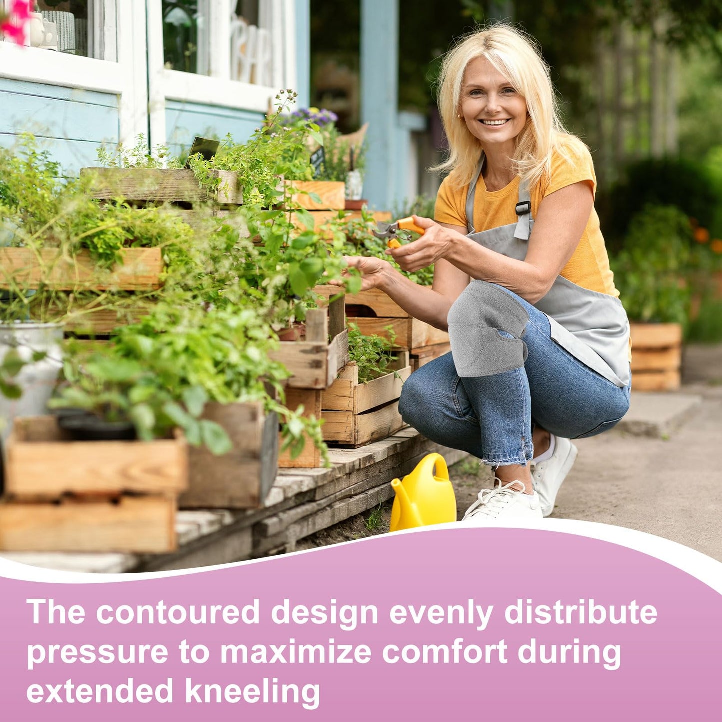 M METERXITY 4-Pack Gardening Knee Pads, Thick Foam Garden Knee Pads with Adjustable Straps for Garden/Construction/Flooring/Cleaning, Suitable for 10"-12" Leg Circumference Size S [Grey]