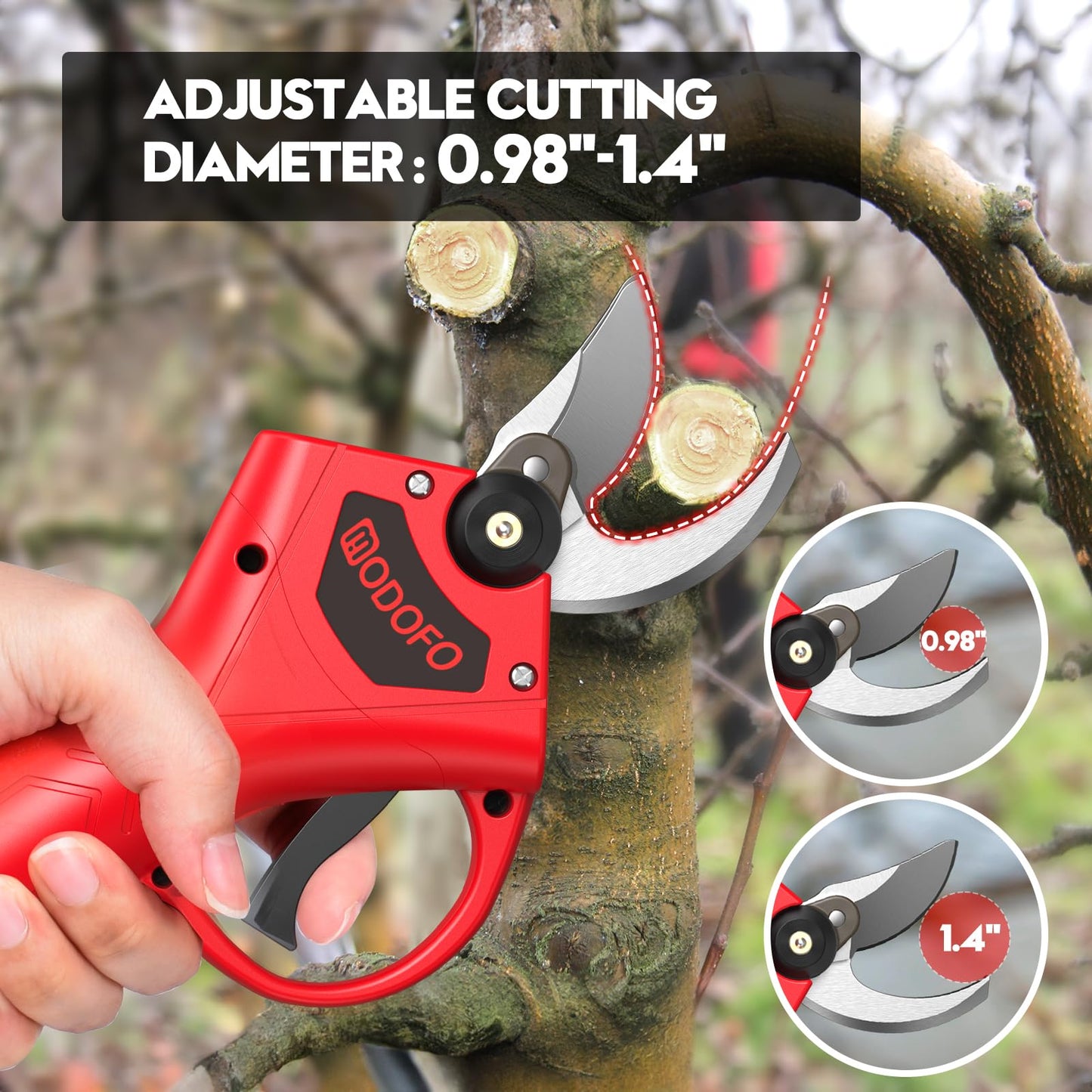 Electric Pruning Shears, Upgraded 1.4'' Cutting Diameter Powerful Brushless Motor Cordless Pruning Shears with 2PCS Rechargeable Batteries for Gardening Tree Branch