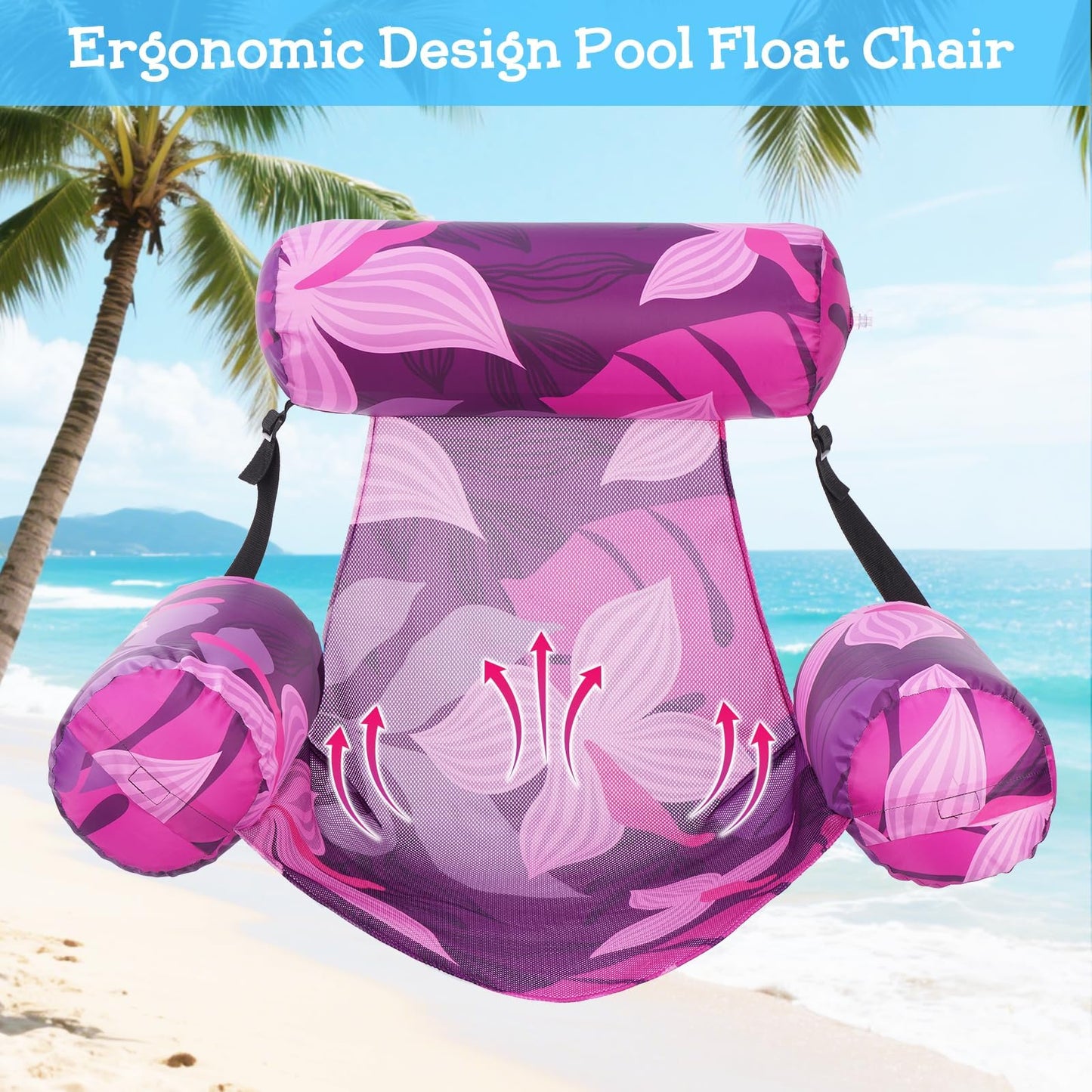 Inflatable Pool Float Chair - Pool Floats Adult Heavy Duty, Water Floating Lounge Chairs, Blow up Floaties Adults for Summer Fun Party Lake Beach