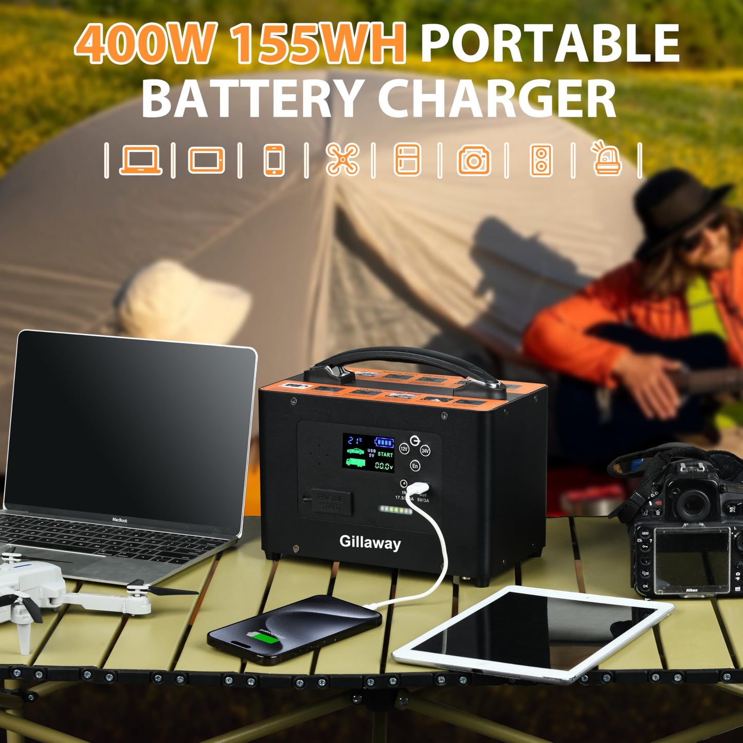 Gillaway 10000A Jump Starter, 24V 155WH Car Jump Starter Battery Pack for All Gas & All Diesel Engine, Portable Truck Jump Starter, Power Station for Camping Essentials, Portable Power Bank (V10-1)