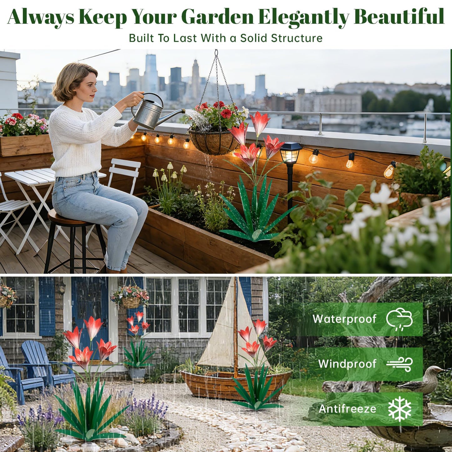 TOMBABY 32.28 Inch Metal Agave Plant Outdoor Decoration Lily Mexican Yard Art Garden Gift Home Decor Hand Painted Metal Agave Garden Yard Statue (1, Green)