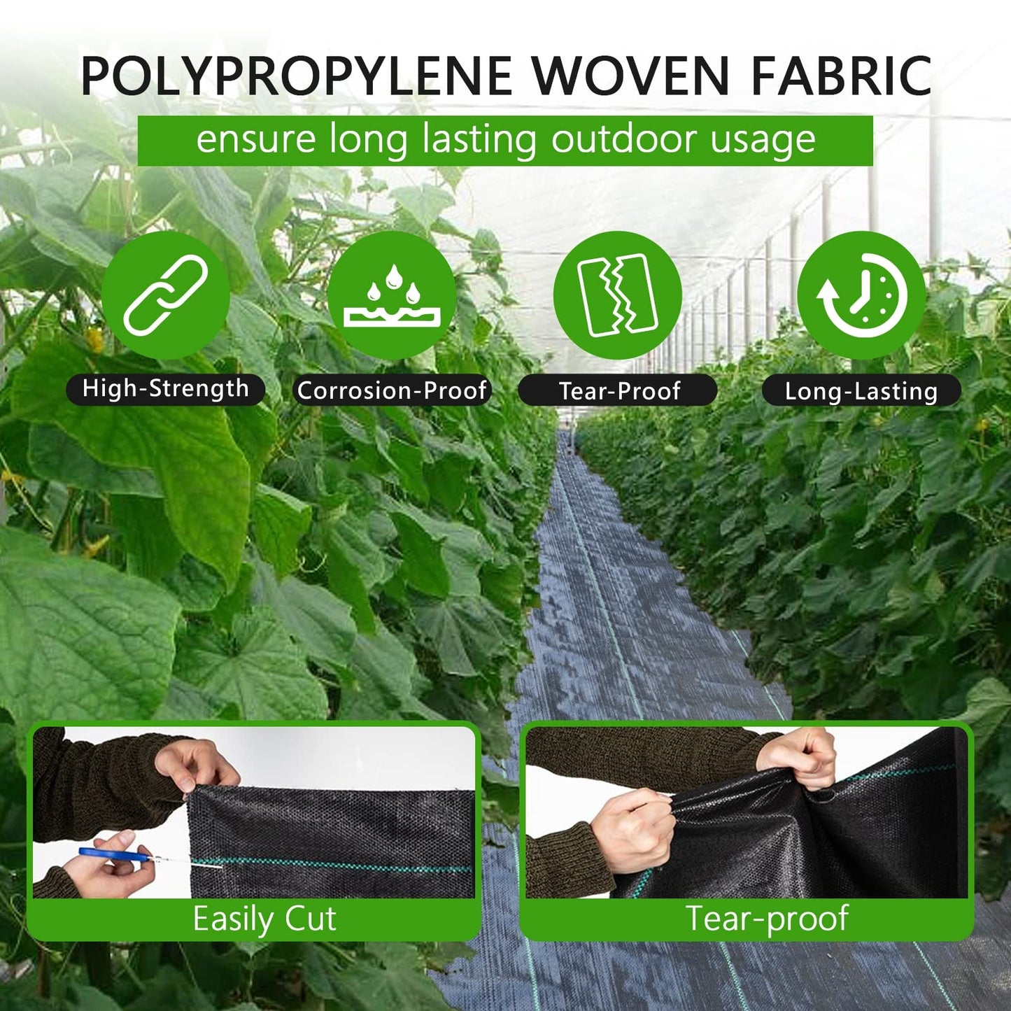 mychoiii 13ft x 60ft Driveway Fabric 5oz Heavy Duty, 800lbs Tensile Strength Woven Geotextile Fabric, Commercial Grade Ground Stabilization Underlayment for Road, Gravel, Erosion Control
