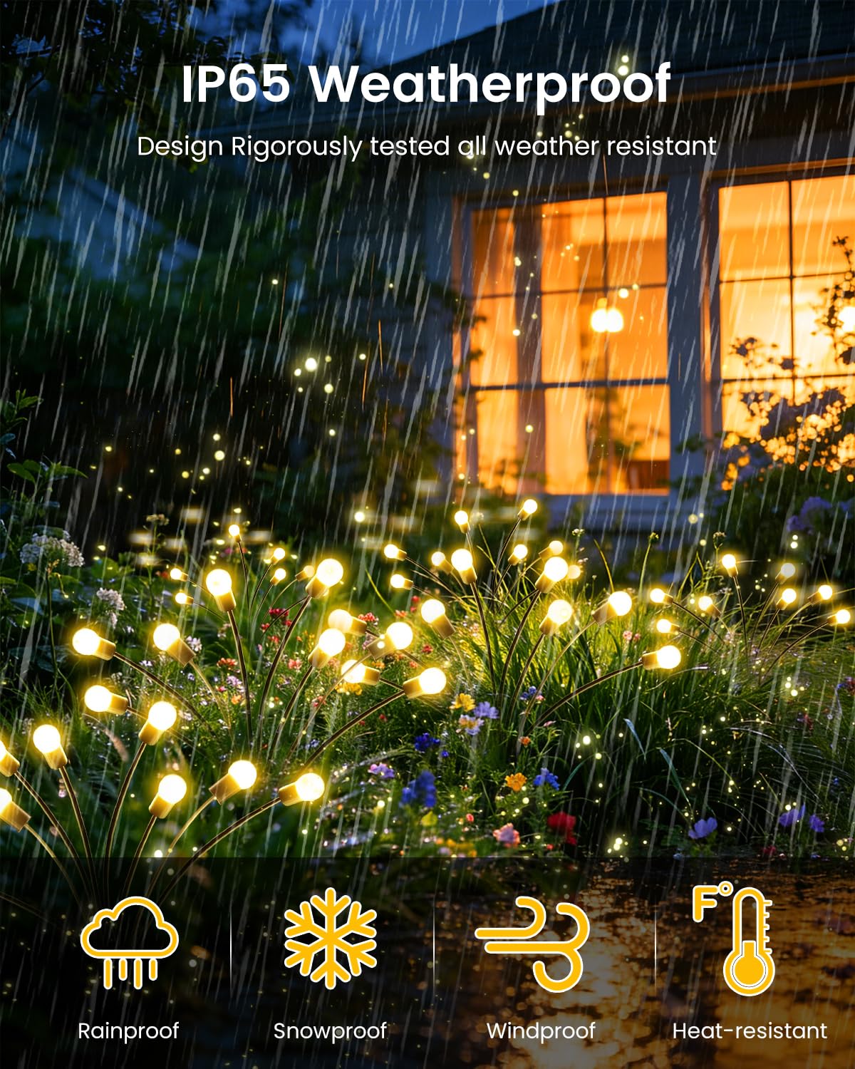 OZS 6 Pack Total 48 LED Solar Garden Lights Fairy Outdoor - Solar Firefly Lights Outdoor, Sway by Wind, Waterproof for Garden Patio Pathway Fairy Decoration (Warm White)