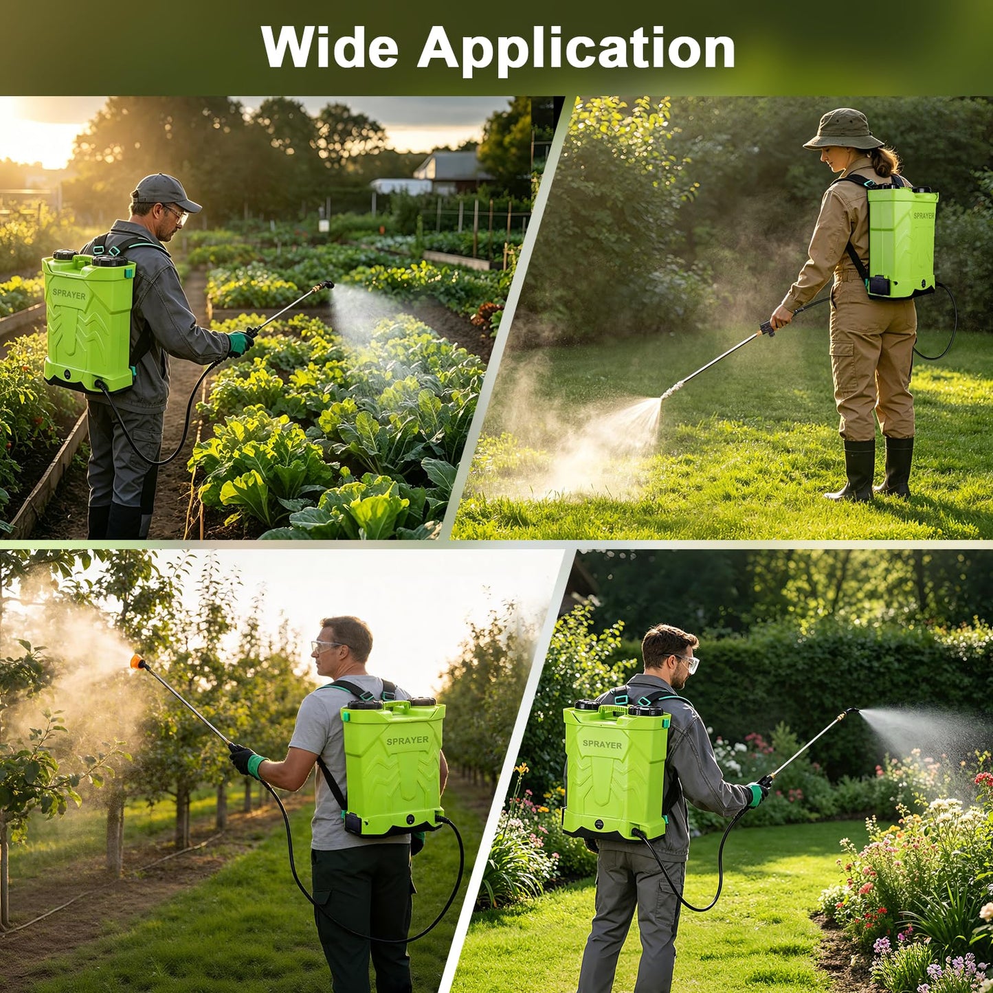 Battery Powered Backpack Sprayer 5.3 Gallon,Electric Garden Sprayer with 100 PSI Adjustable Pressure, Rechargeable 21V 2.6Ah Battery,8 Nozzles (Includes Telescopic Wand) for Lawn,Yard,Garden