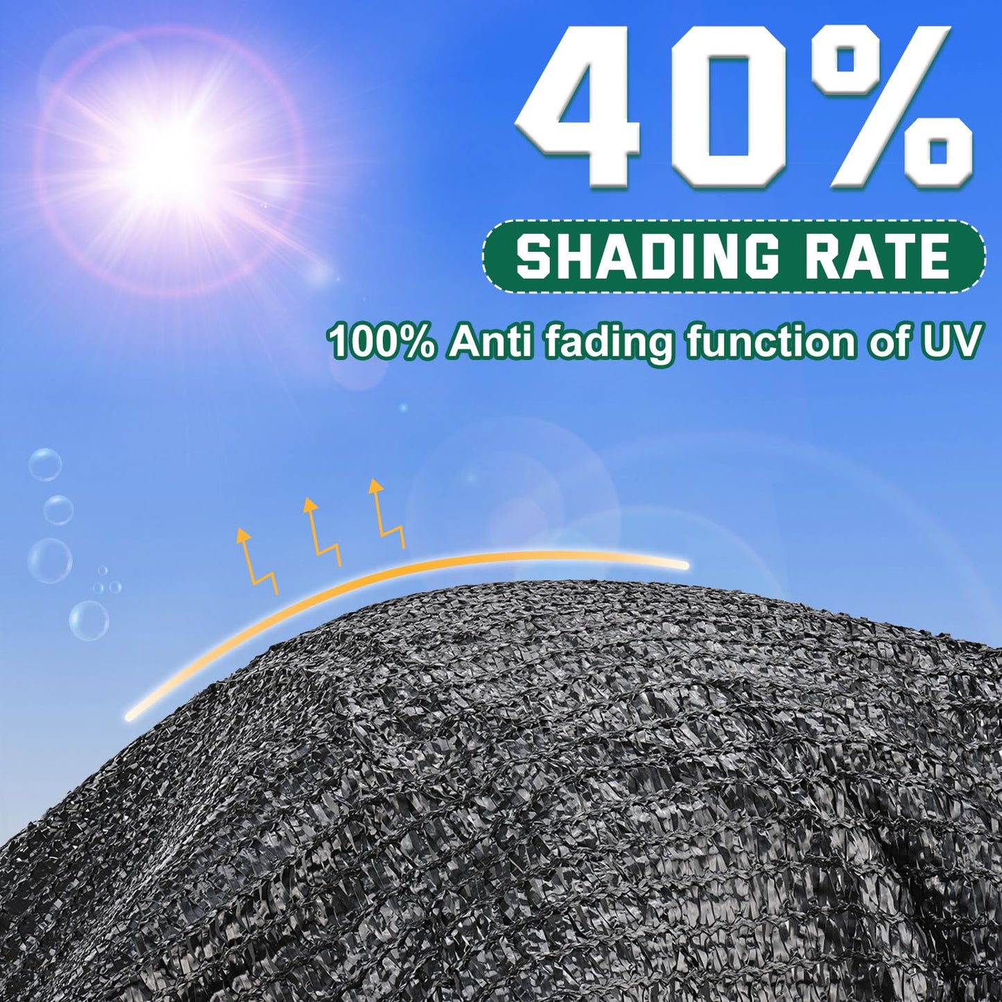 Kesfitt 40% Shade Cloth 20x30 ft, Breathable HDPE Mesh Sun Shade Tarp for Garden & Greenhouse, UV Resistant Outdoor Shade Fabric with Copper Grommets for Plants, Patio, Yard