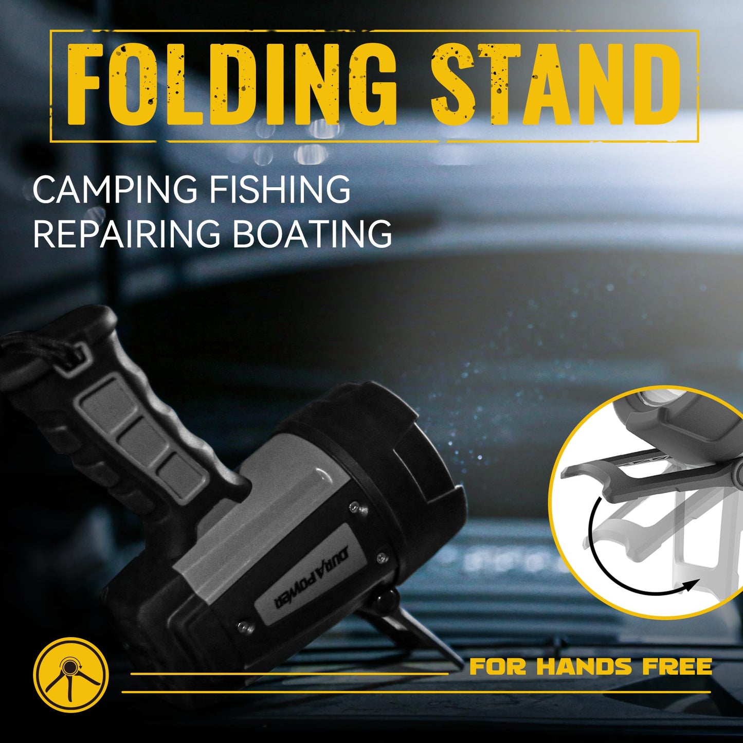 Durapower Rechargeable Spotlight, IP68 Waterproof Super Bright Handheld Spotlight, High Lumen LED Portable Spot Flashlight for Marine Boat Hunting Camping