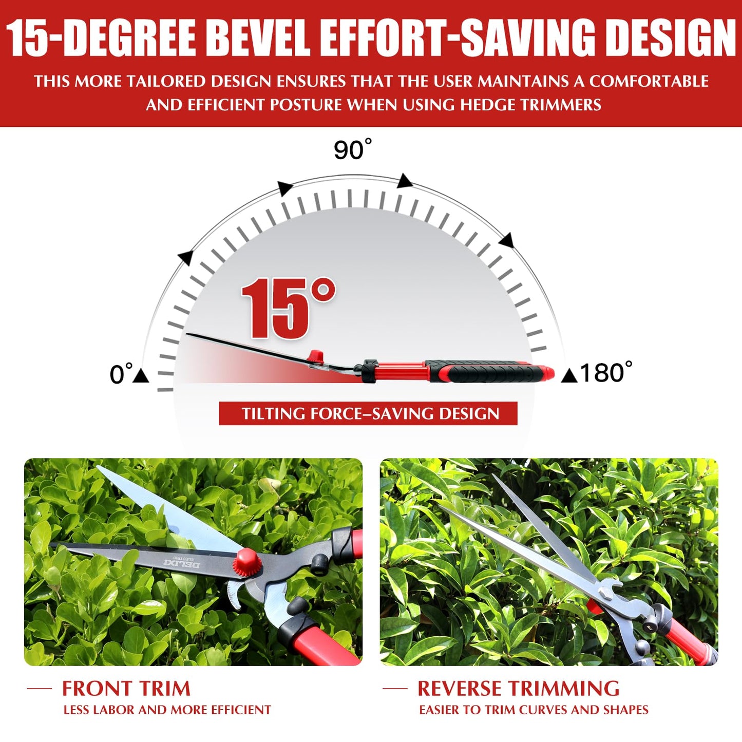 DRM-GDNER Garden Hedge Shear with Bypass Shear,Garden Hedge Trimmer with Shock Absorbing Cushion,Hedge Clipper for Trimming Border,Bush