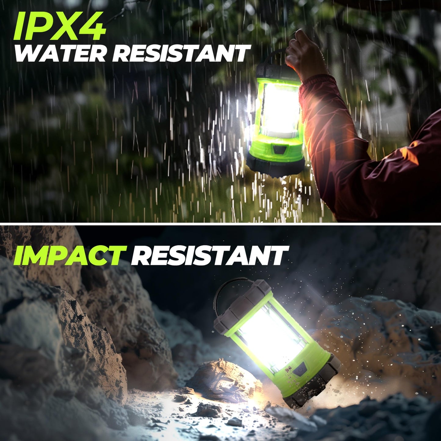 Camping Lantern 3000LM, LED Lanterns for Power Outages with 4400mAh Phone Charger, Impact-Resistant Rechargeable Lantern, 5 Light Modes Waterproof Lantern for Hurricane Emergency(Pale Green)