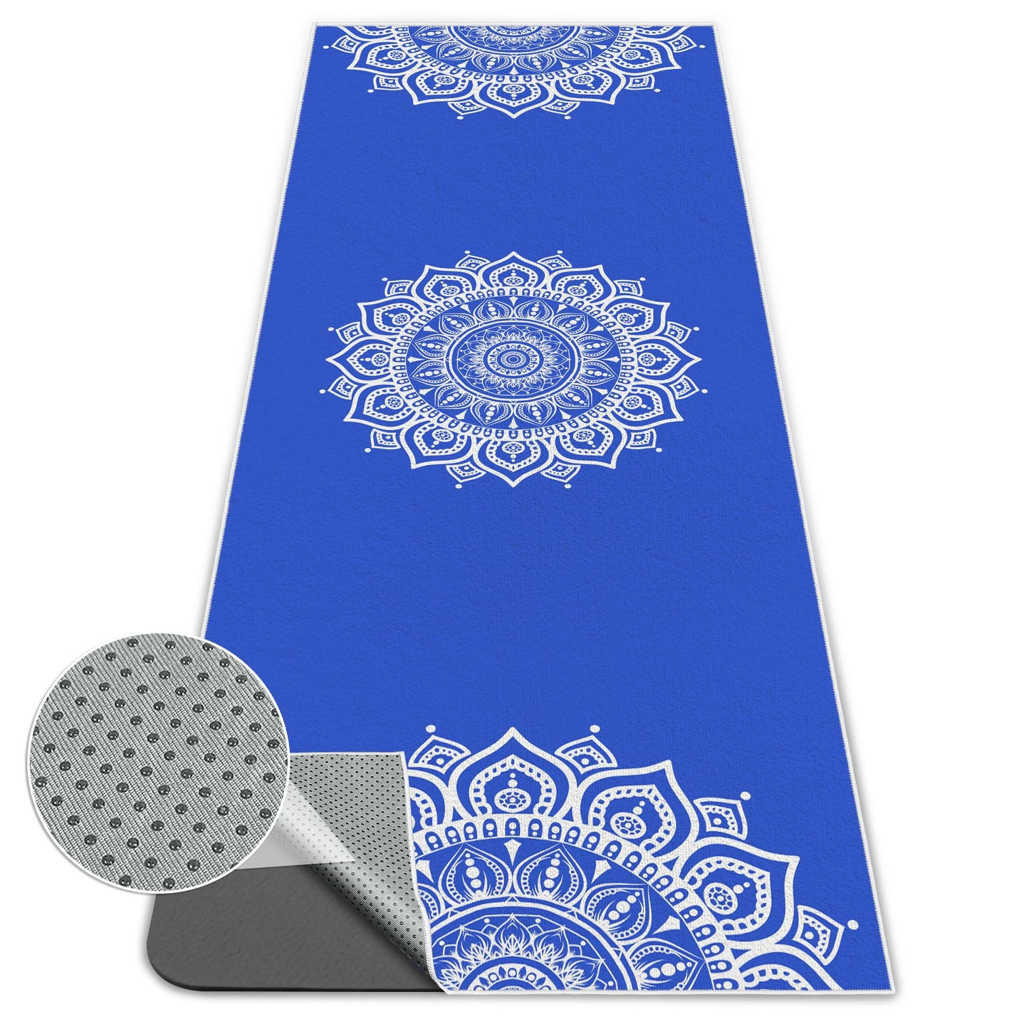 alissgorat Yoga Towel,Absorbent Yoga Mat Towel for Hot Yoga Non Slip,Stylish Prints,Ideal for Workouts,Hot Yoga,Bikram,Pilates Equipment,72 x 27 in,Blue Mandala