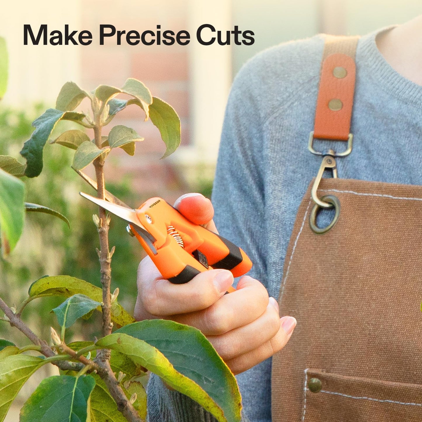 VIVOSUN 3-Pack 6.5 Inch Gardening Scissors Hand Pruner Pruning Shear with Straight Stainless Steel Blades Orange
