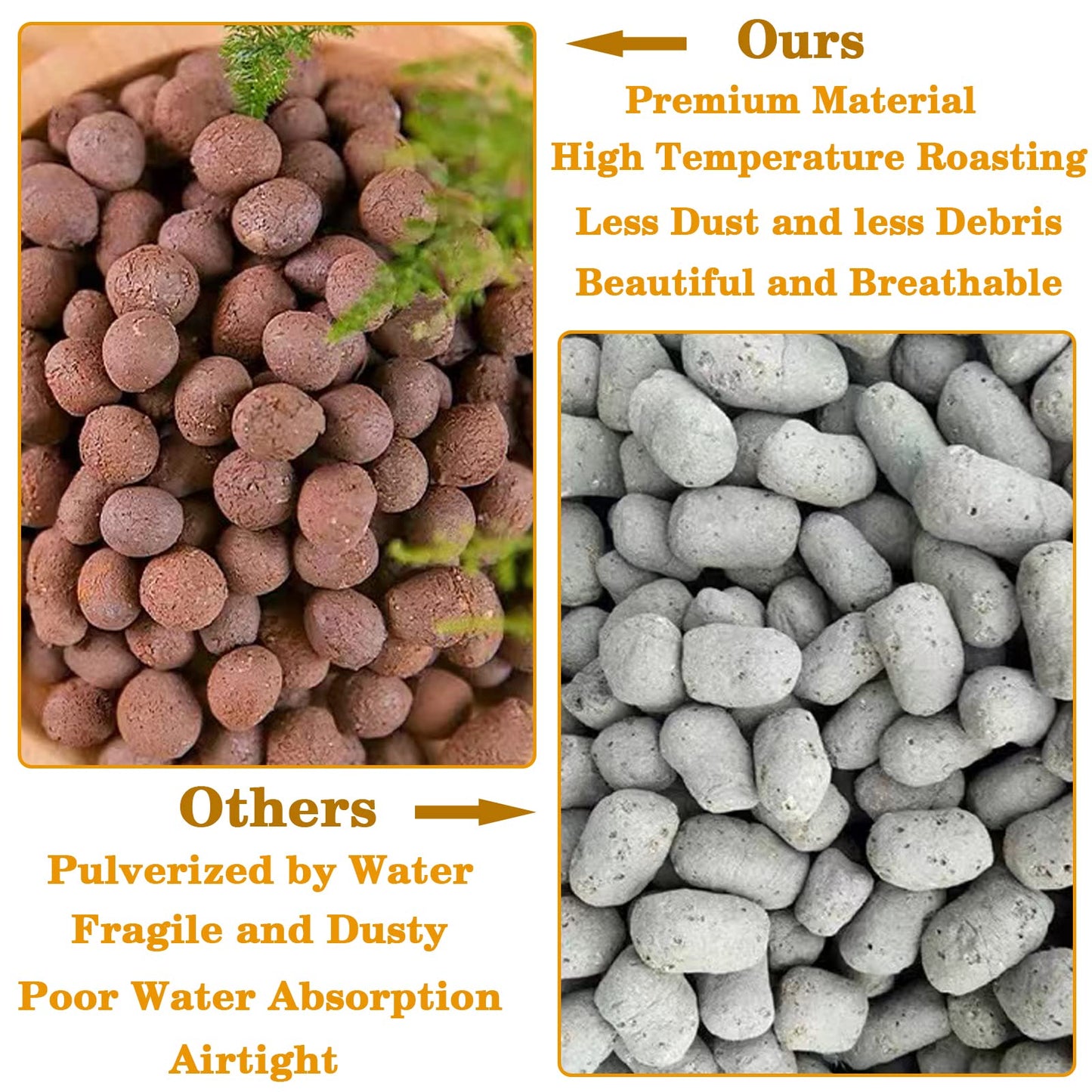 Legigo 10 LB Organic Leca Clay Pebbles for Plants, 4mm-16mm 100% Natural Leca Balls for Indoor Plants, Hydroton Clay Pebbles for Plants Hydroponic Aquaponics Growing Orchid Drainage Terrarium