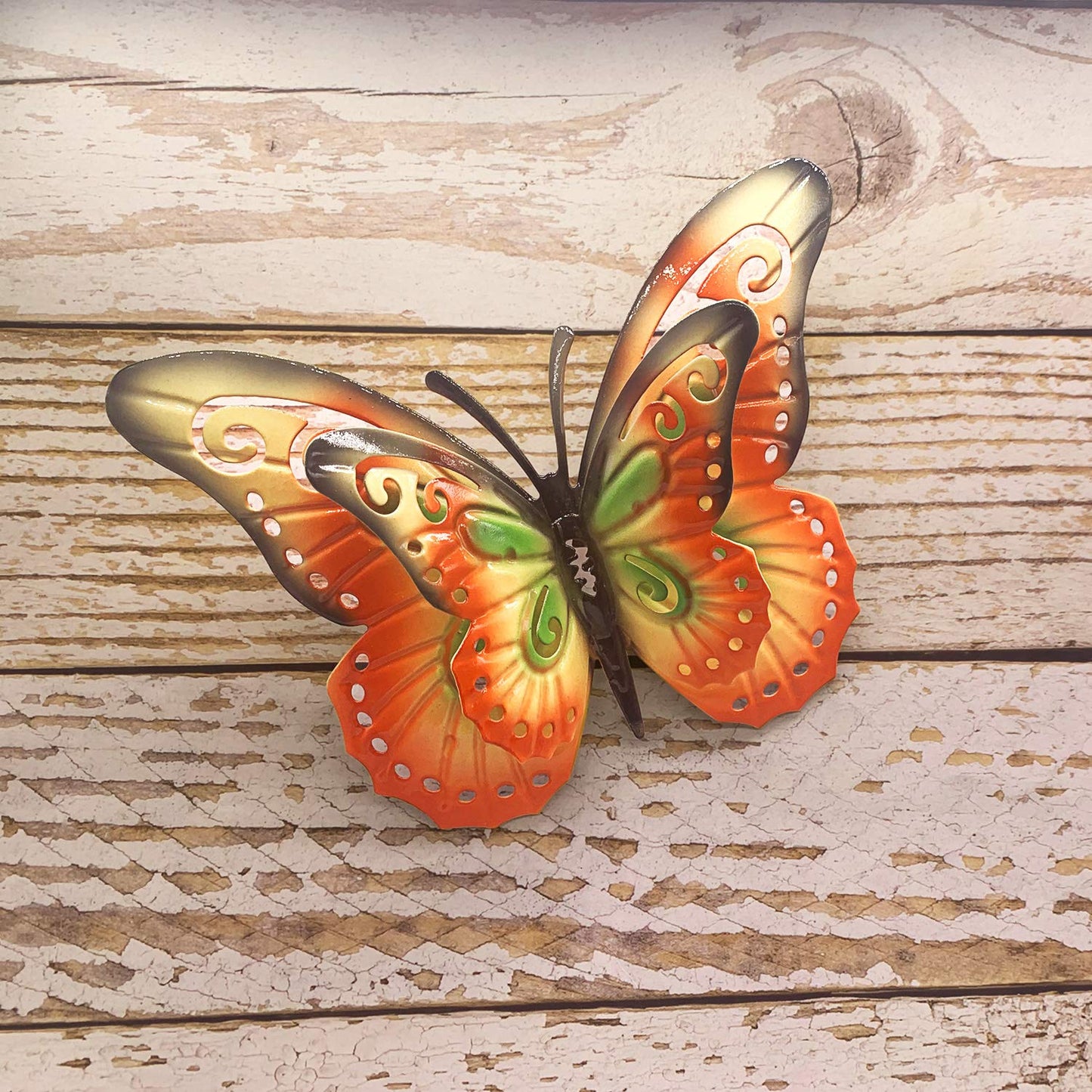 Metal Butterfly Outdoor Wall Decor- 6.5'' Double Wings Butterflies, Hanging Decorations for Fence Garden Yard Patio