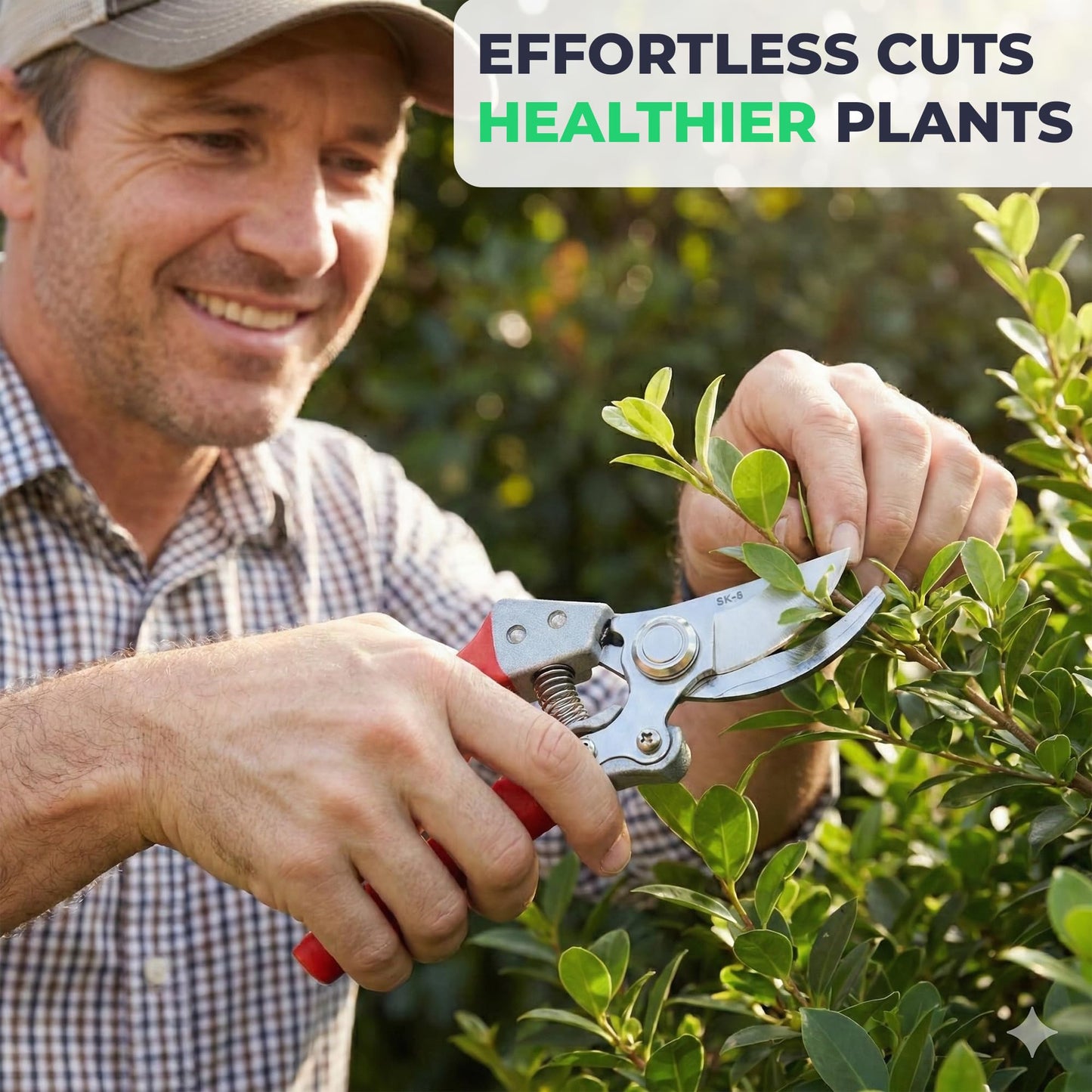 Flora Pruning Shears – SK5 Steel Garden Scissors with Safety Lock, 1” Cutting Capacity, Ergonomic Non-Slip Handles, Bypass Hand Pruners for Plants, Roses, Bonsai & Shrubs