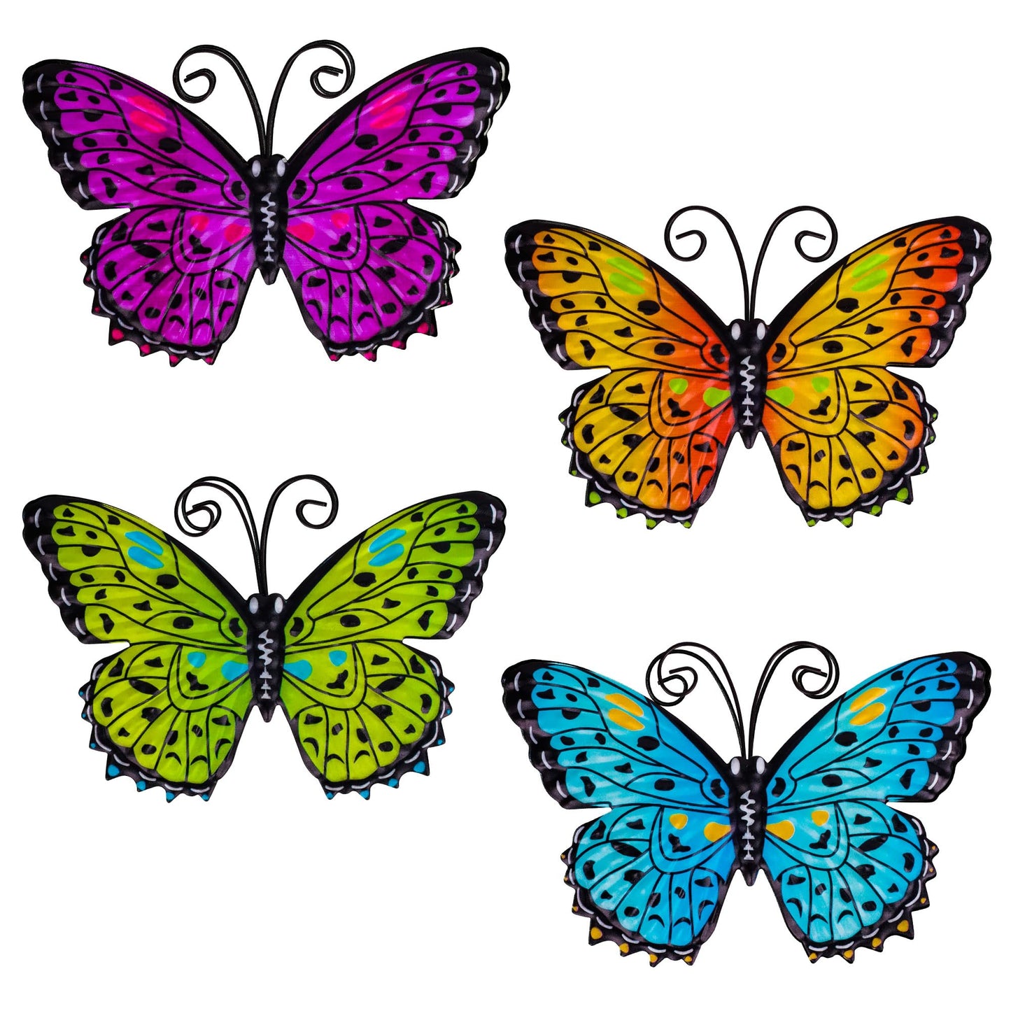 RICHIE Metal Butterfly Wall Decor Outdoor Fence Wall Art Decor, Wall Sculpture Hanging Decoration for Garden Yard Living Room Bedroom Patio Balcony(4 Pack)