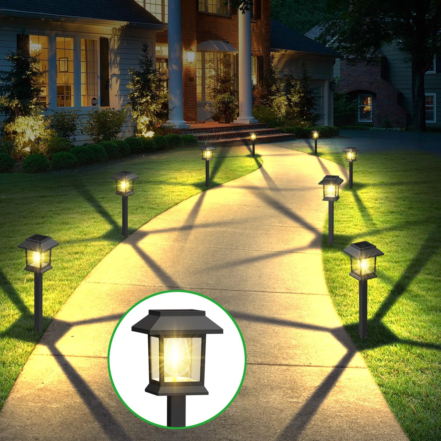 Benany Solar Outdoor Lights, 12 Pack Solar Pathway Lights Waterproof, Landscape Lighting for Path Walkway Lawn Garden Yard Outside Décor, Black