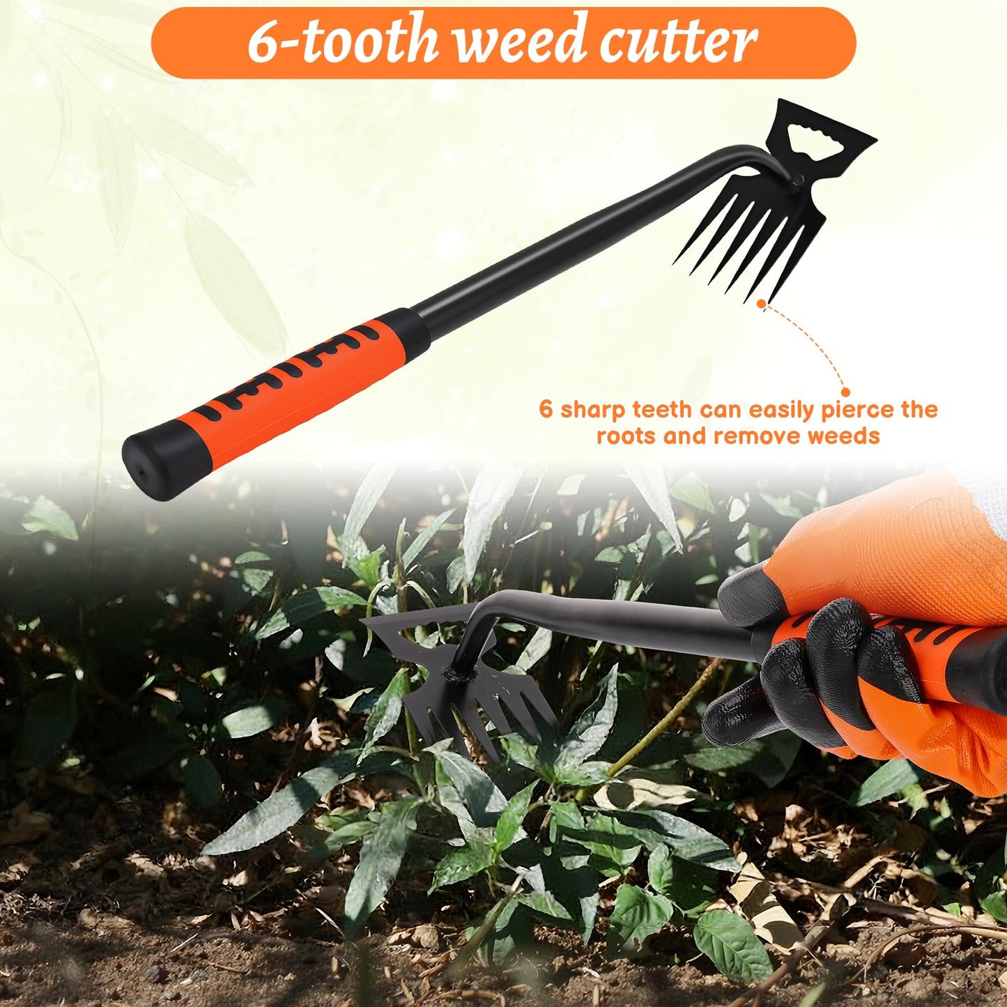 Hoemwarm Weed Puller Tool, Manual Portable Stainless Steel Weeder Puller Tool, Crack Weed Remover Gardening Tools for Garden Farm Backyard