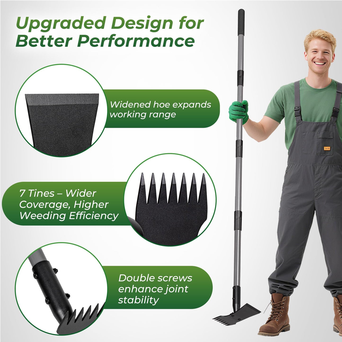 Walensee Garden Weeder Tool – Manual Weed Puller & Uprooting Weeding Tool with Weed Rake, Long Handle Grass Remover for Easy Weed Removal, Ideal Gardening Weeding Tool & Garden Hoe for Weeding