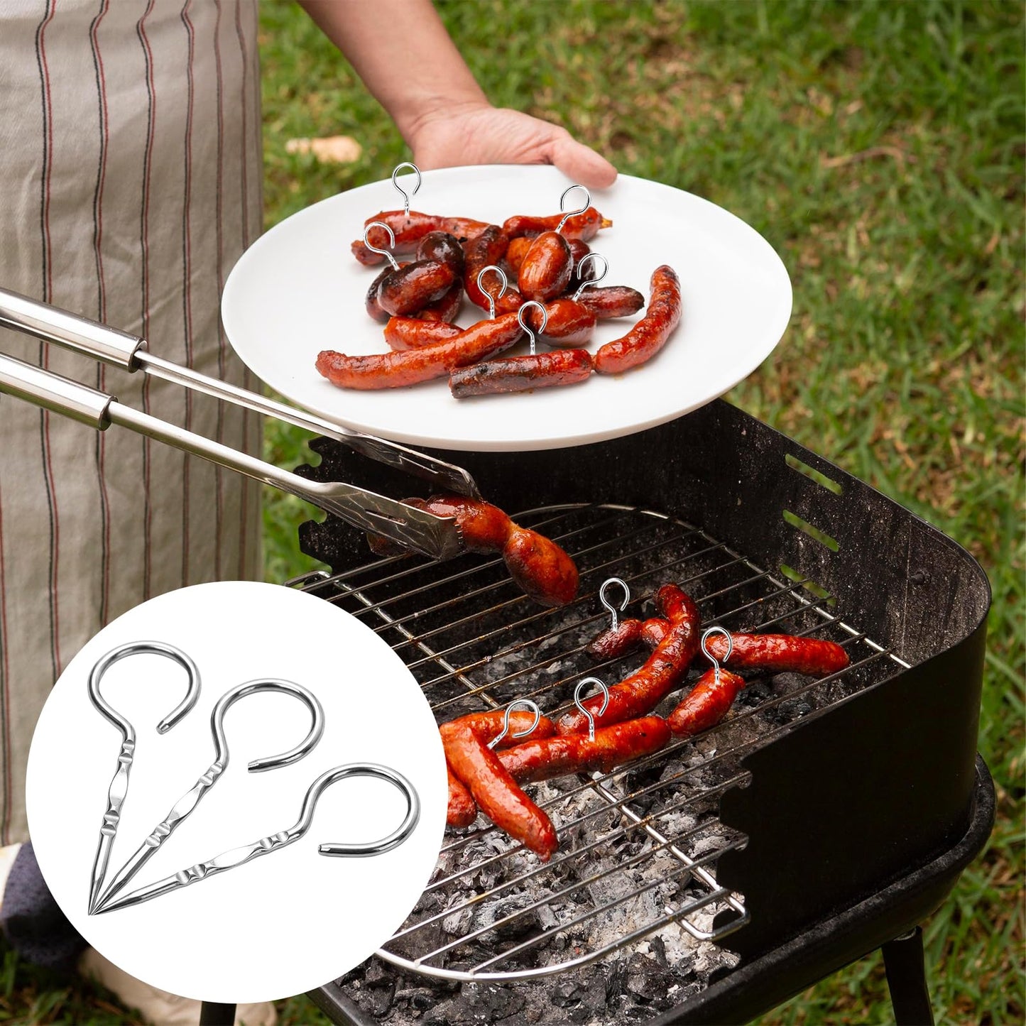50 Stainless Steel Grill Pins Reusable Metal Round BBQ Skewer Stainless Steel Food Steak Skewe Mini Short BBQ Accessories Connecting Fruits & MeatI for Baking Camping Family Gatherings