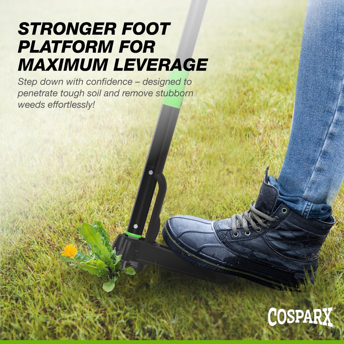 Weed Puller Tool with Long 43” Handle, No Bending, Easy Eject – Removes Weeds Effortlessly, Sturdy Foot Pedal & Lightweight Aluminum - 4-Claw Hand Weeding Tool