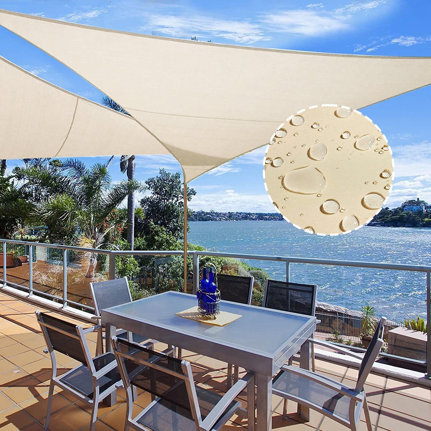 KALINCO Sun Shade Sail, Waterproof Shade Sail, 10'x10' x10' Triangle Sunscreen Awning Canopy, 95% UV Blocking Sun Shade Canopy with Free Rope for Outdoor Garden Patio Party Playground