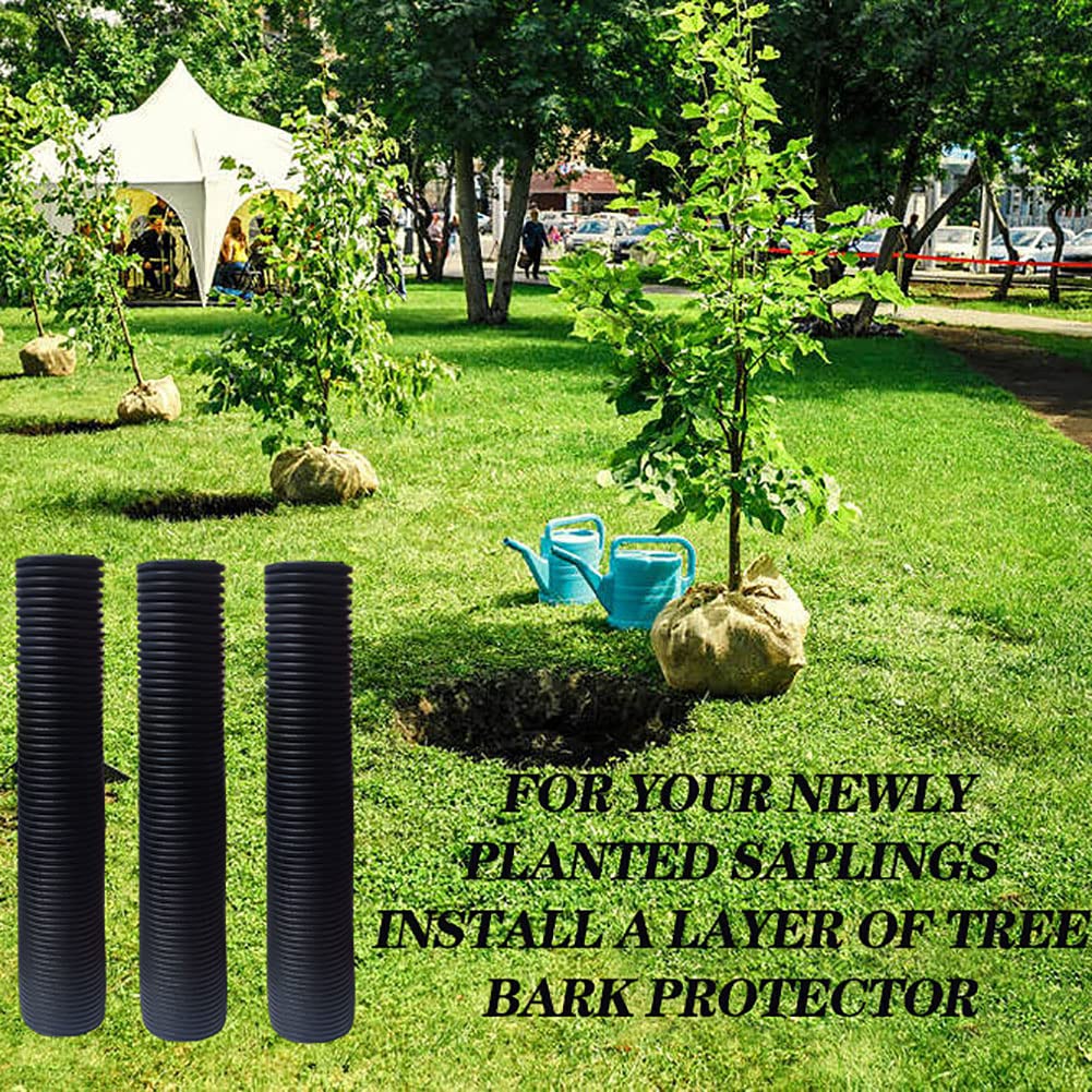 DredQcco Corrugated Tree Guards, 6Pcs Tree Trunk Protectors Guard Tube Wraps to Protect Bark 15.7-Inch Long, 2-Inch Diameter, Tree Saplings Plants Protectors from, Mowers,Trimmers… (Black)