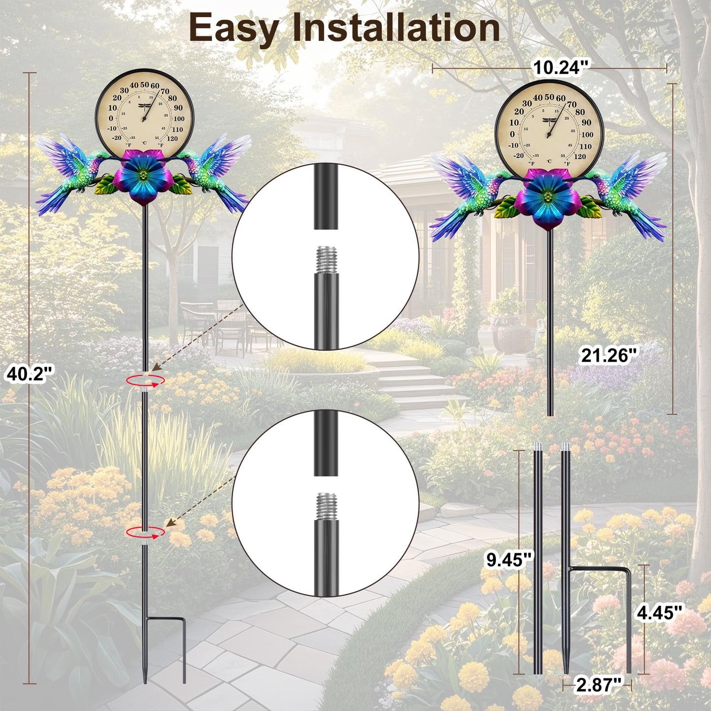 Outdoor Thermometer Thermometer for House Indoor Outdoor Thermometer Outdoor Thermometers for Patio Room Thermometer Hummingbird
