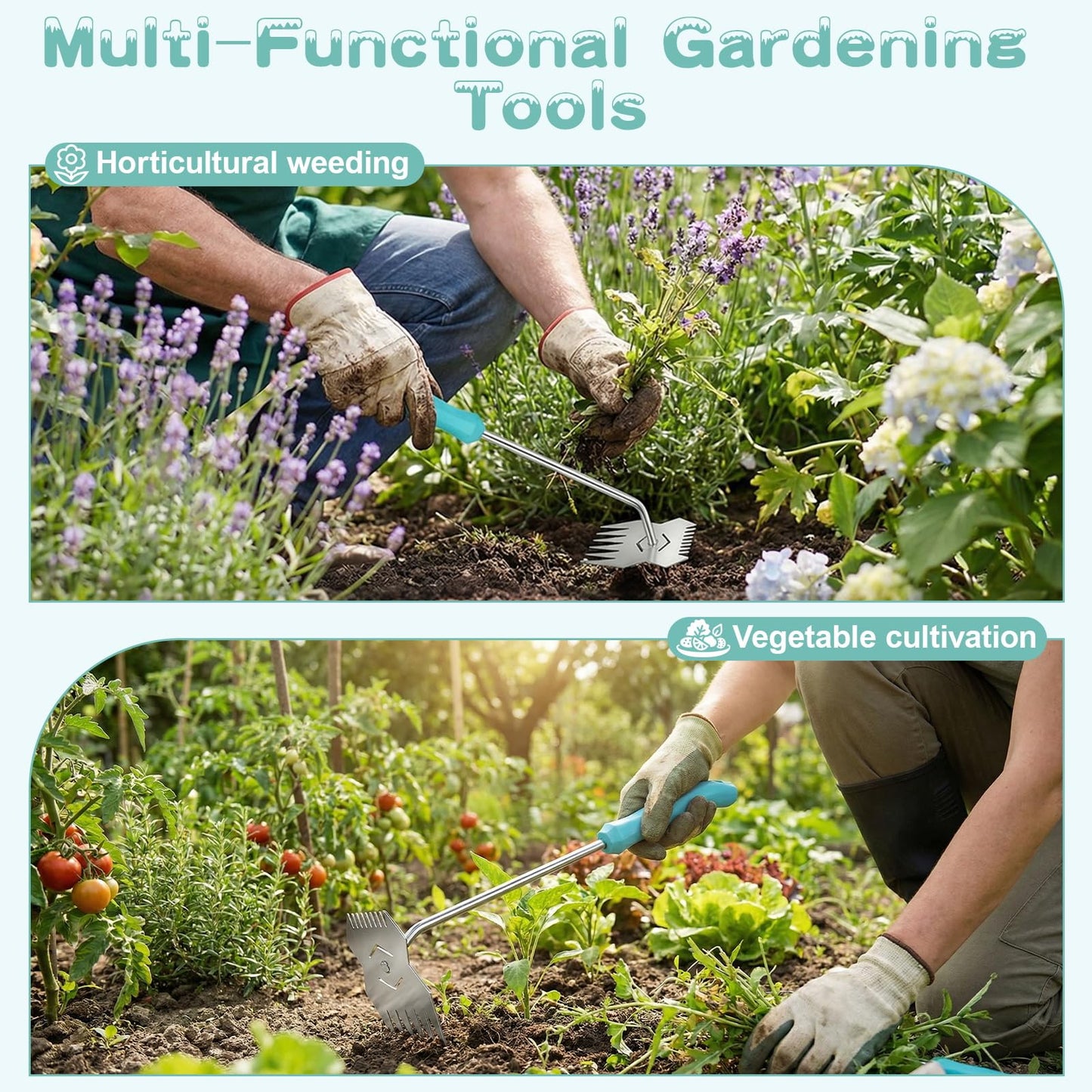 JRKJQBV Garden Weed Tool,2026 Portable Gardening Tools,Adopting Ergonomic Handle Design,Stainless Steel Weeding Tools,Hand Weeder Tool Suitable for Farm Planting,Gardening