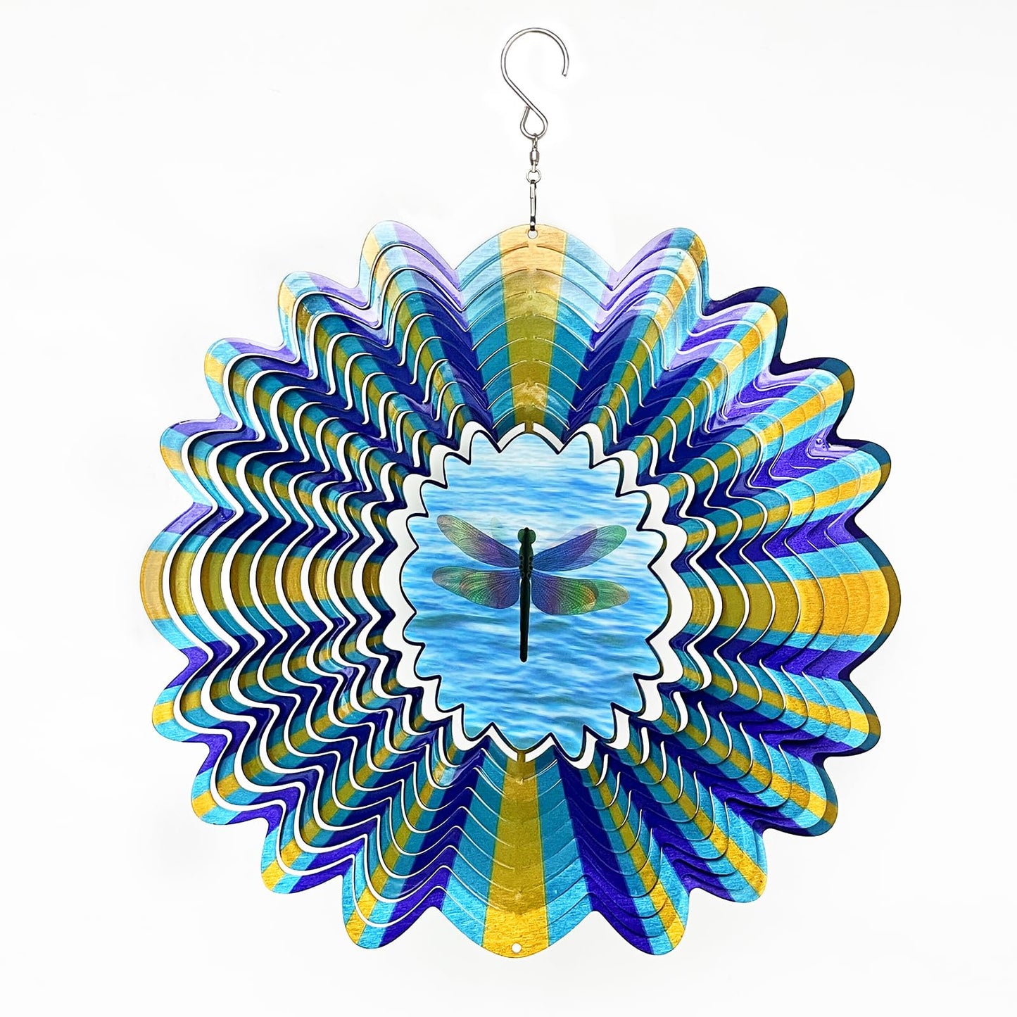 Eiryhope Dragonfly Animated Wind Spinner - 12″ Kinetic 3D Hanging Sculpture, Creates Dragonfly Animation Effect | Patio Lawn Garden Decor, Creative Gifts for Mother/Father/Women/Men