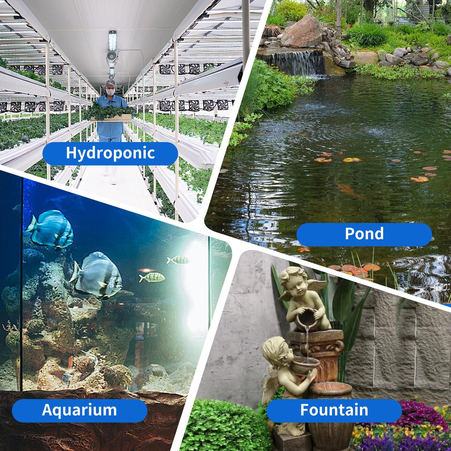 Knifel Submersible Pump 400GPH with AUTO-Shut-Off 6.5ft High Lift for Fountains, Hydroponics, Ponds, Aquariums & More