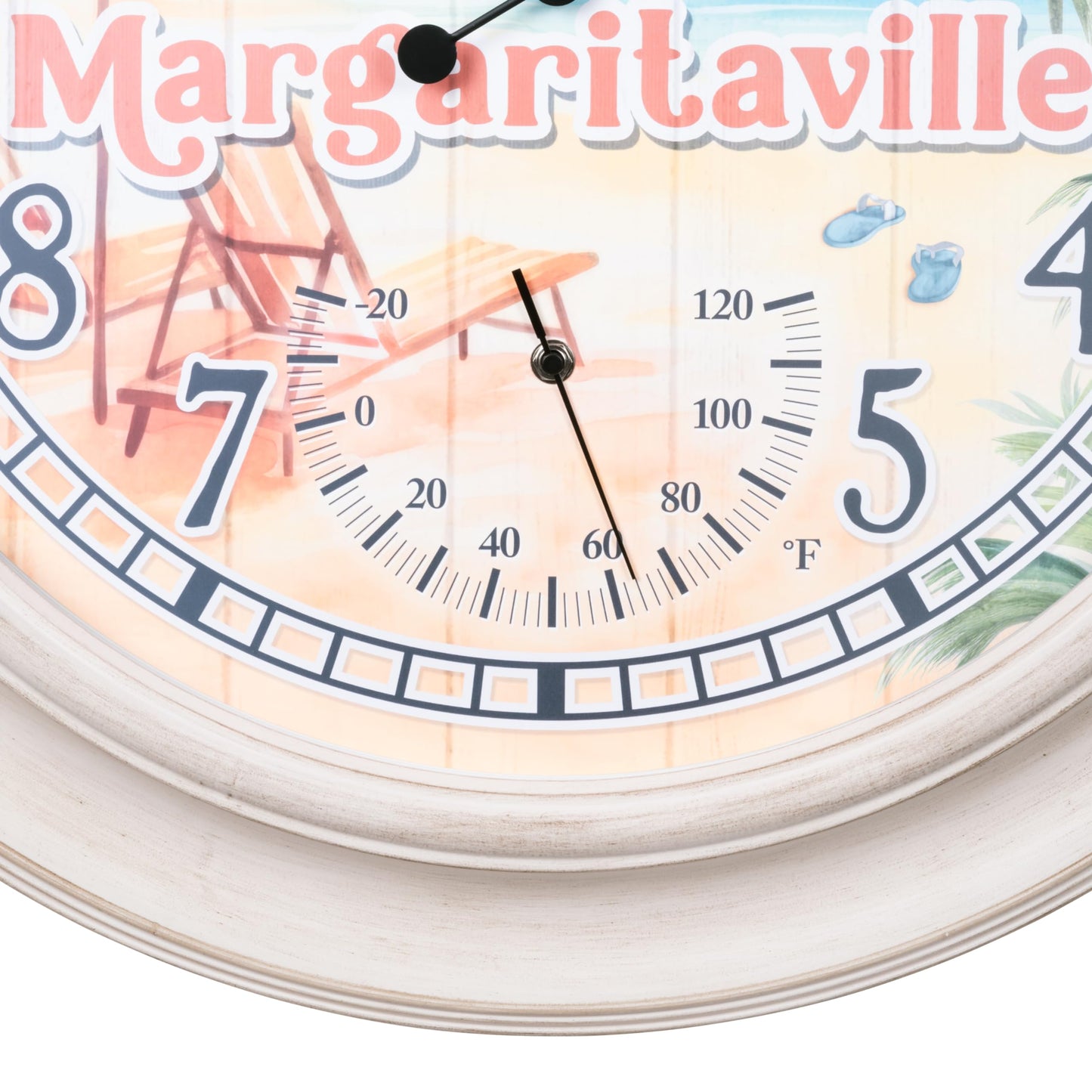 La Crosse Clock 433-3267MVT 26.2" Indoor/Outdoor Whitewashed Analog Quartz Clock with Temp and Humidity