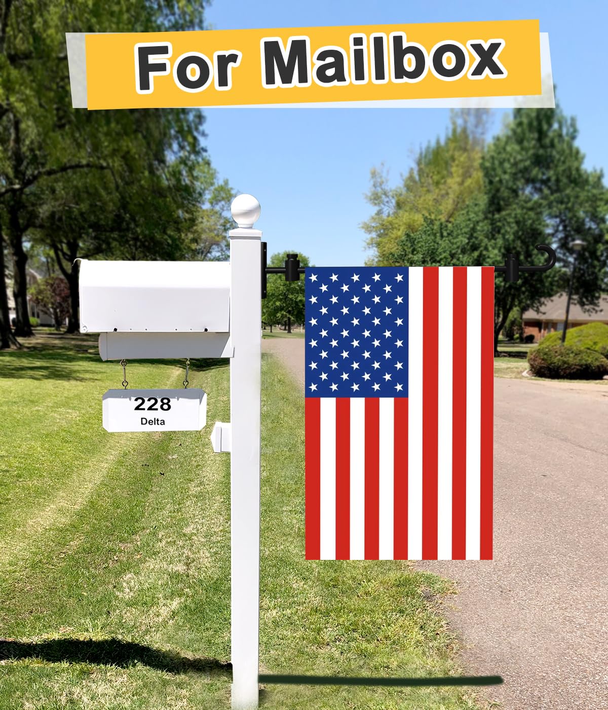 Koutemie Wall Garden Flag Stand Holder Pole with Stoppers for 12 x 18 Outside Small Yard Flags Décor, One Piece Wall Mounted Metal Garden Flag Scroll Hanger for Mailbox Post, Black, 4 Pack