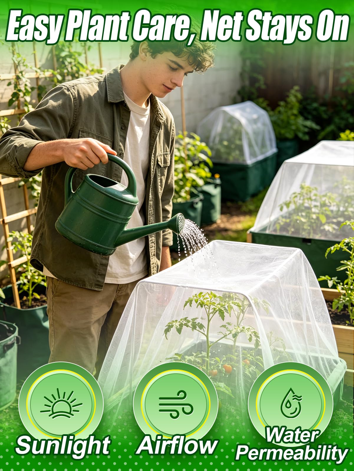 4x20ft Large Garden Netting - Ultra Fine Mesh Plant Covers to Keep Small Animals Pest Out, Bird Barrier Screen for Protecting Vegetables Fruits Flowers Raised Beds (Without Support Pole)